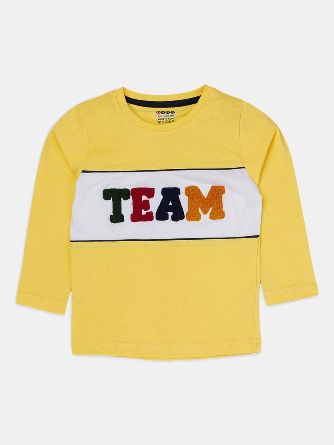 

Hopscotch Boys Gold-Toned Typography Printed Cotton T-shirt
