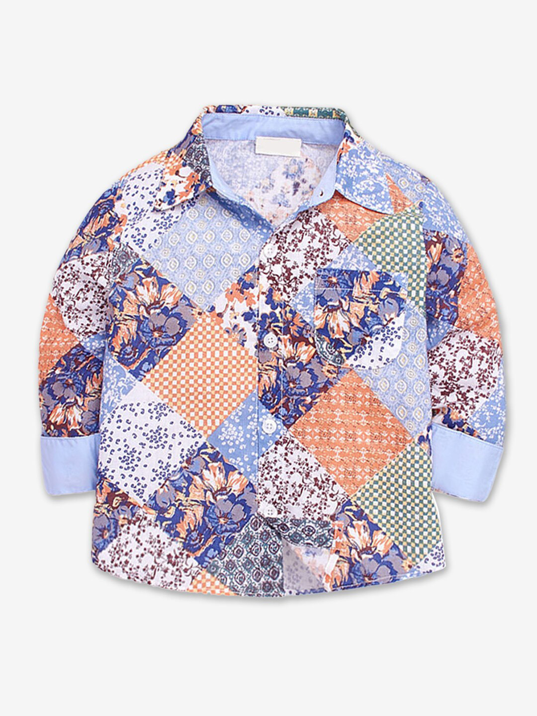 

Hopscotch Boys Classic Floral Printed Cotton Casual Shirt, Blue