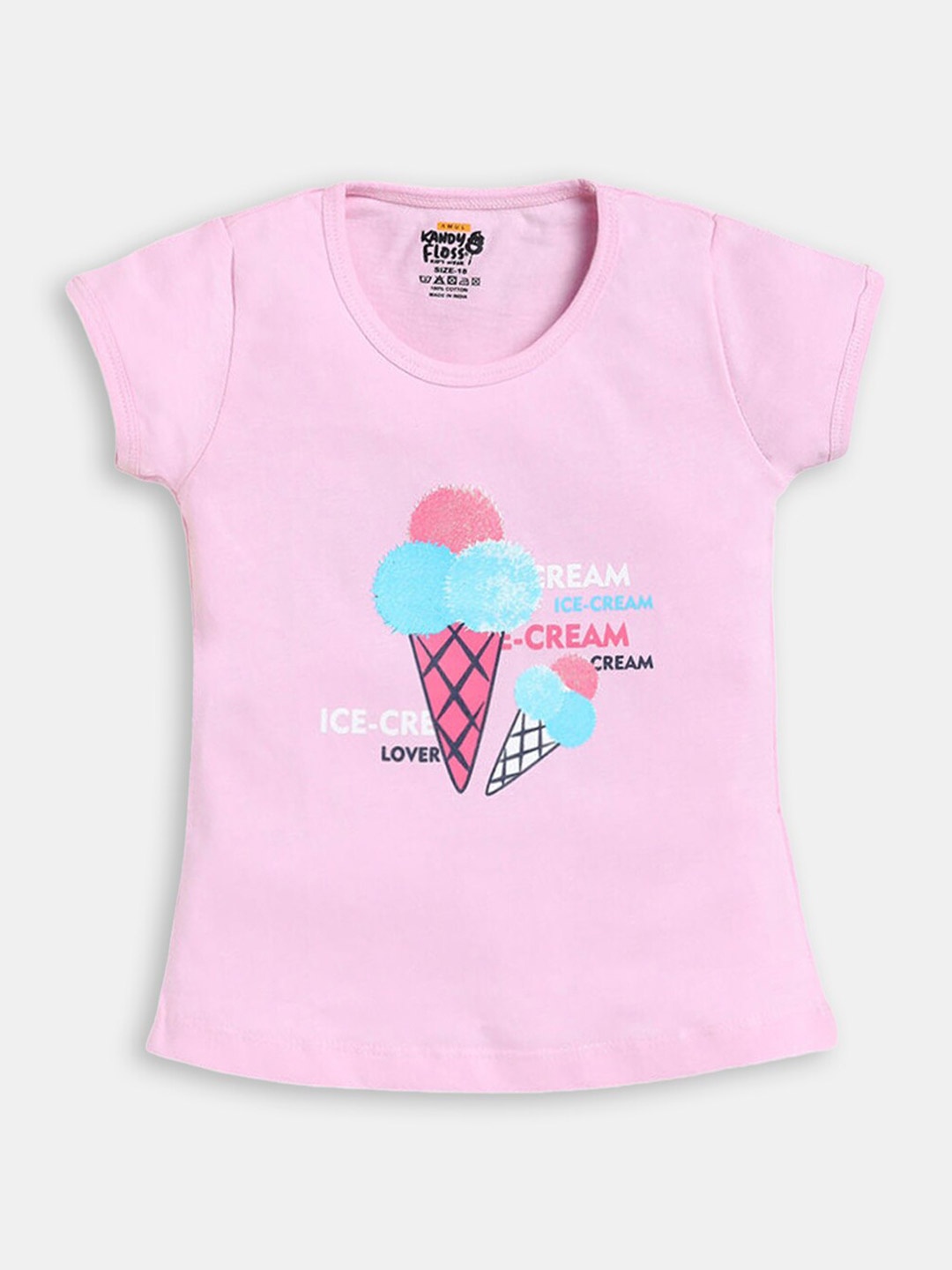 

Hopscotch Girls Fuchsia Typography Printed Cotton T-shirt