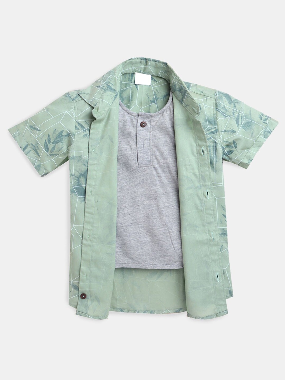 

Hopscotch Boys Green Classic Printed Casual Shirt