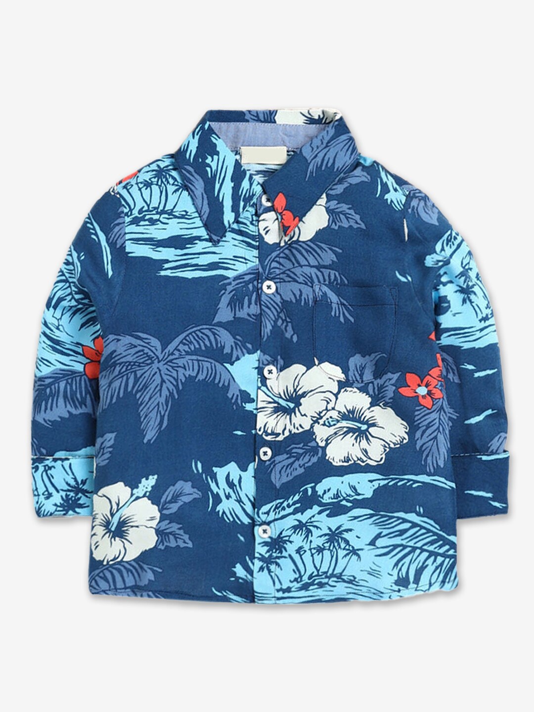 

Hopscotch Boys Classic Floral Printed Casual Shirt, Blue