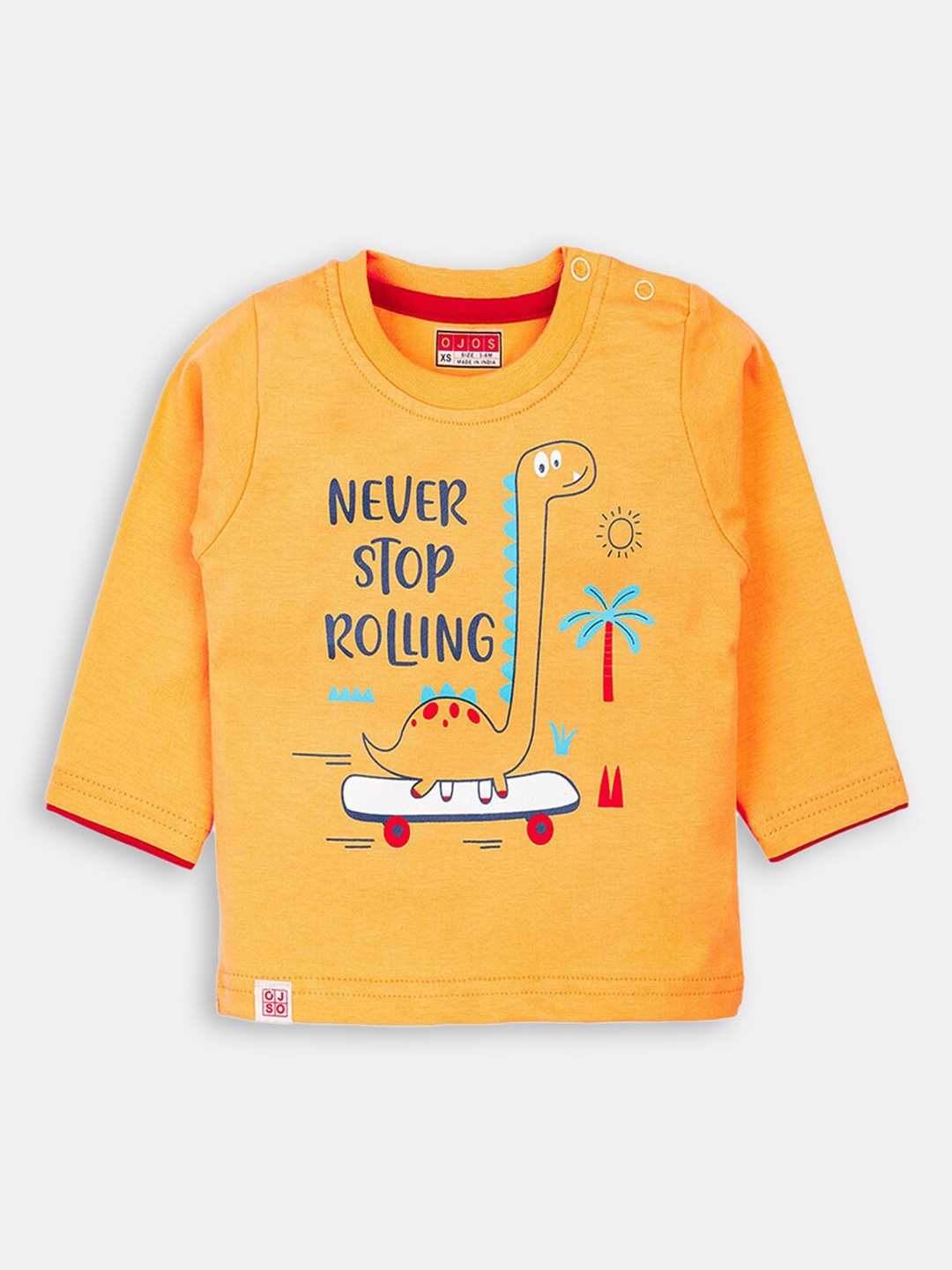 Hopscotch Boys Yellow Printed T-shirt
