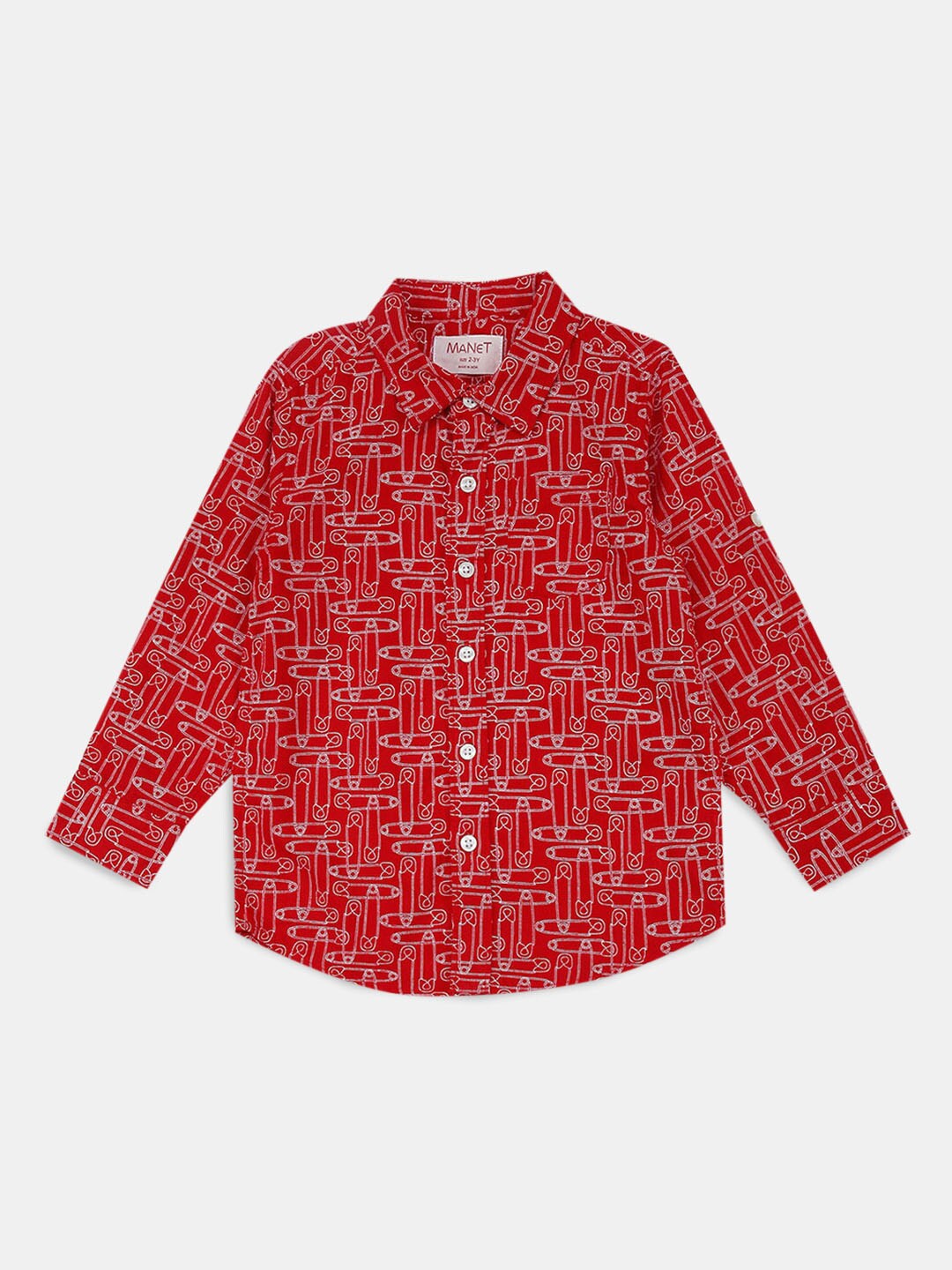 

Hopscotch Boys Classic Printed Casual Shirt, Red