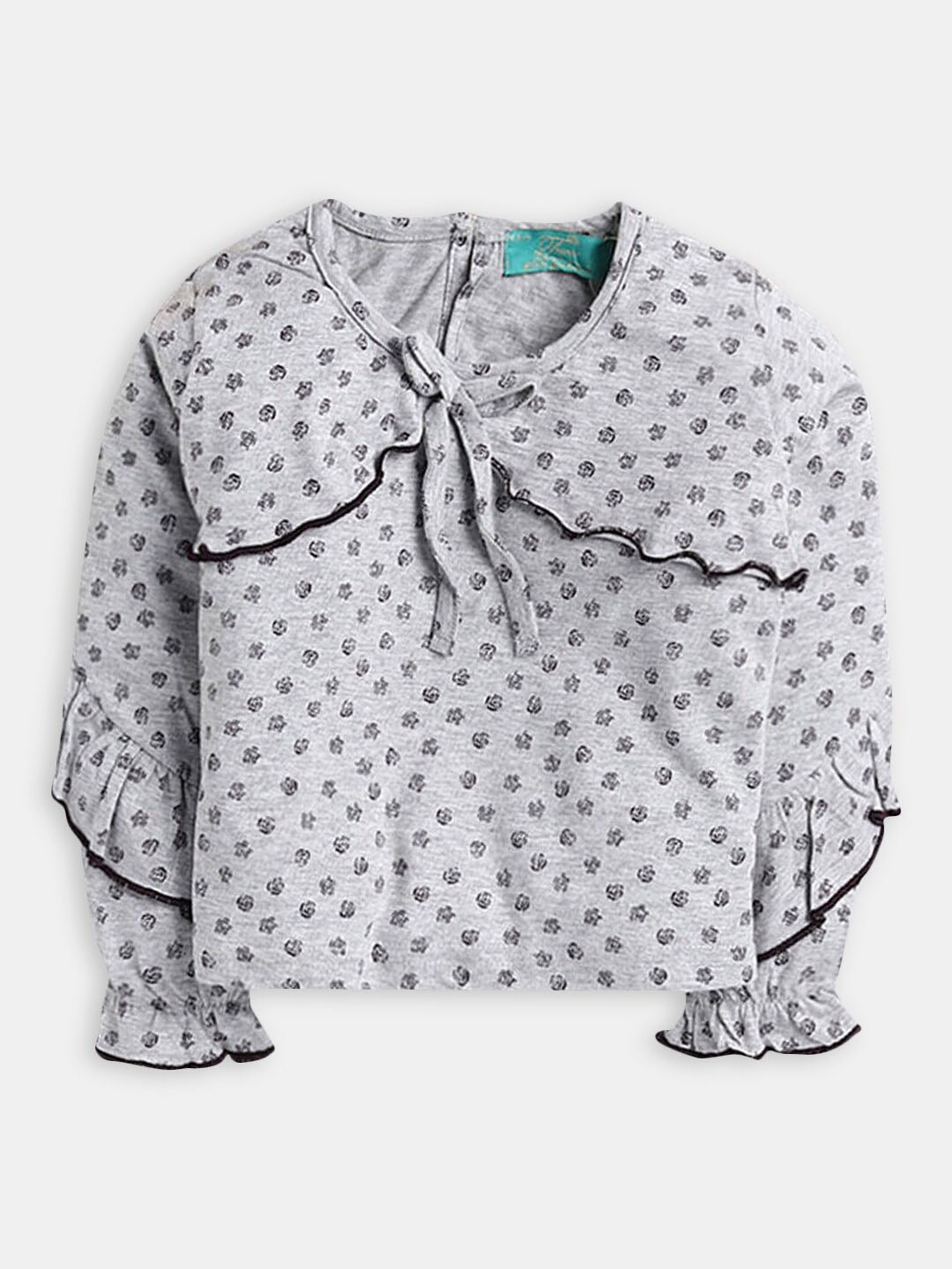 

Hopscotch Grey Print Pure Cotton Top