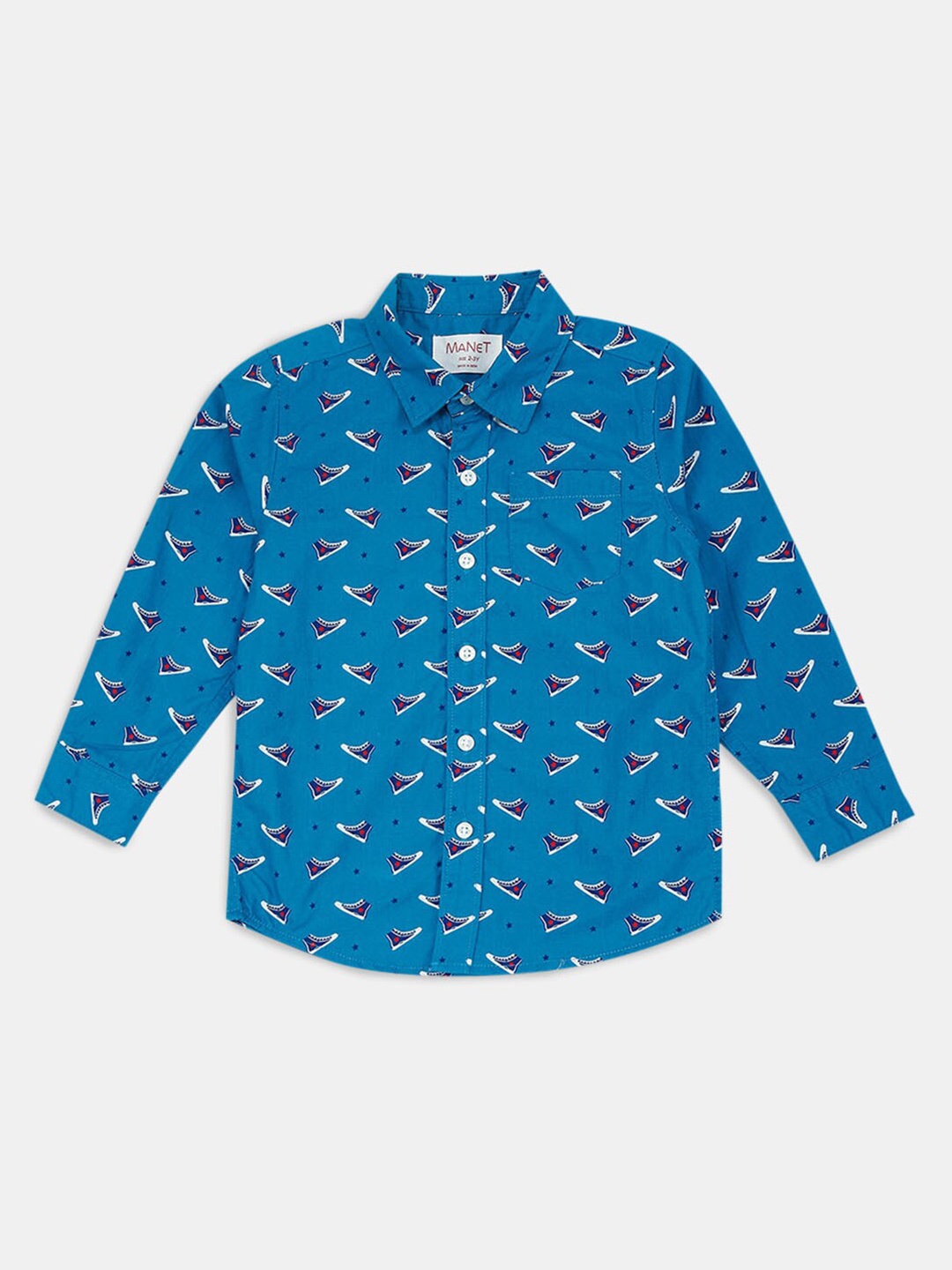 

Hopscotch Boys Blue Classic Printed Cotton Casual Shirt