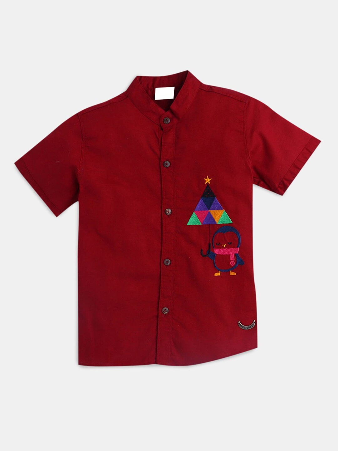 

Hopscotch Boys Red Embroidered Classic Casual Shirt