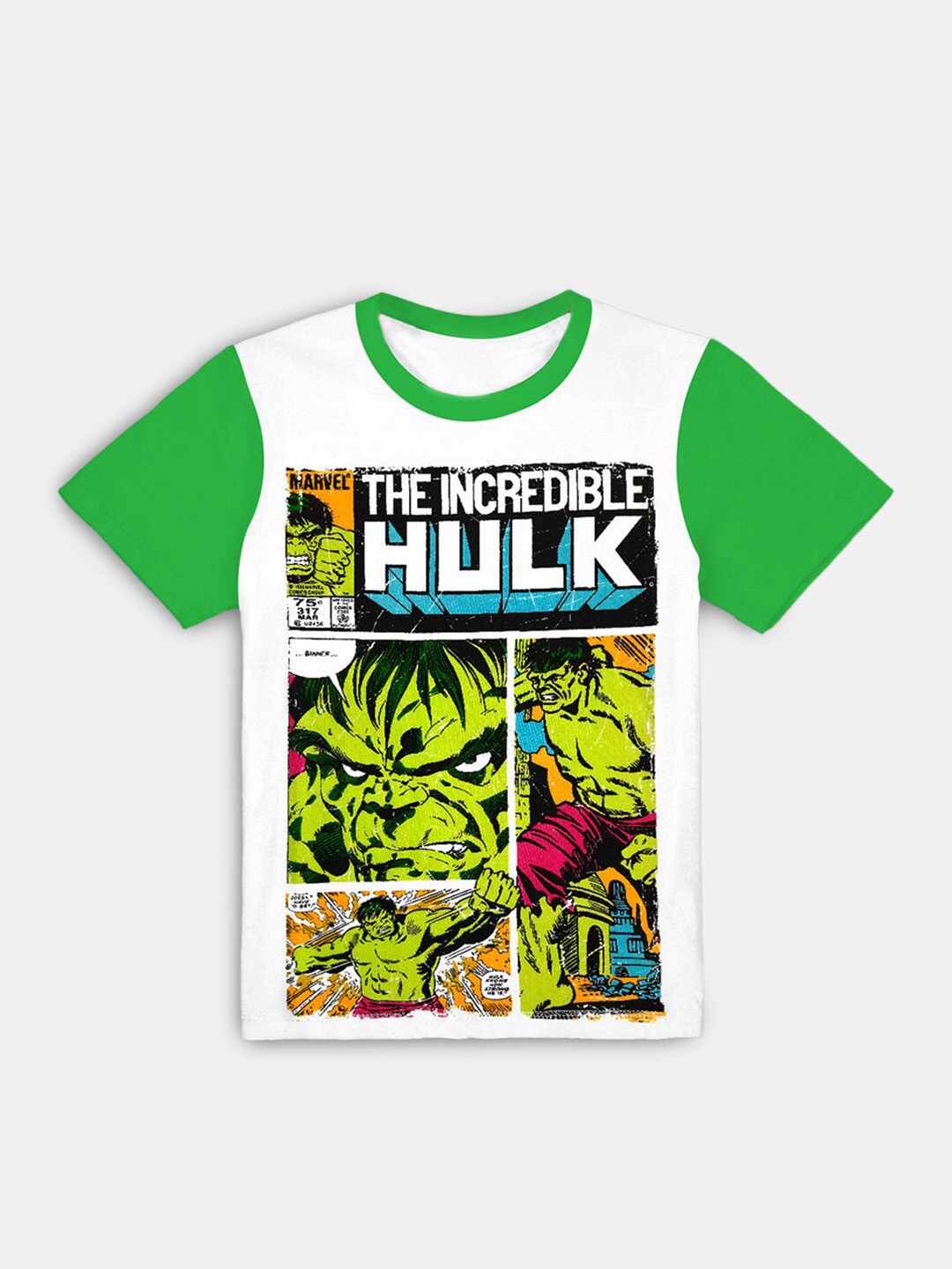 

Hopscotch Boys Green & White Printed Cotton T-shirt