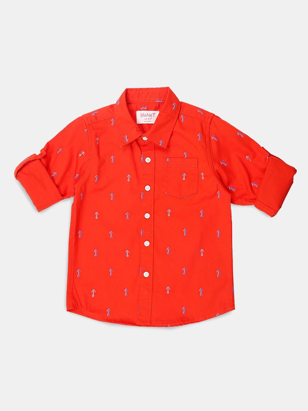 

Hopscotch Boys Classic Printed Cotton Casual Shirt, Orange