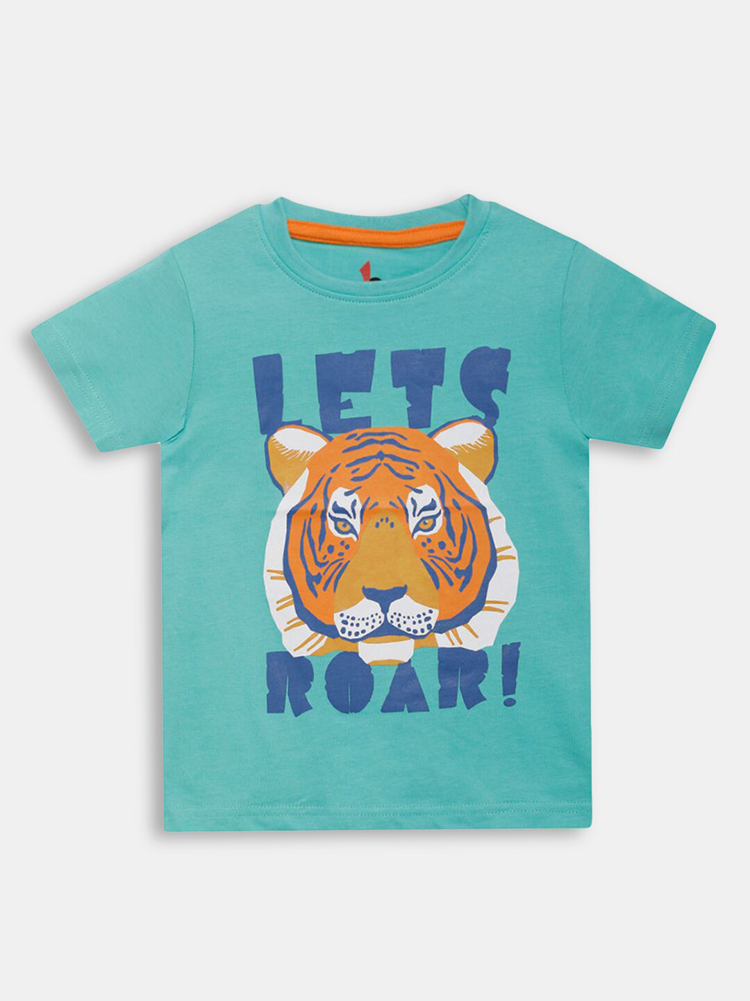

Hopscotch Boys Green Printed Cotton T-shirt