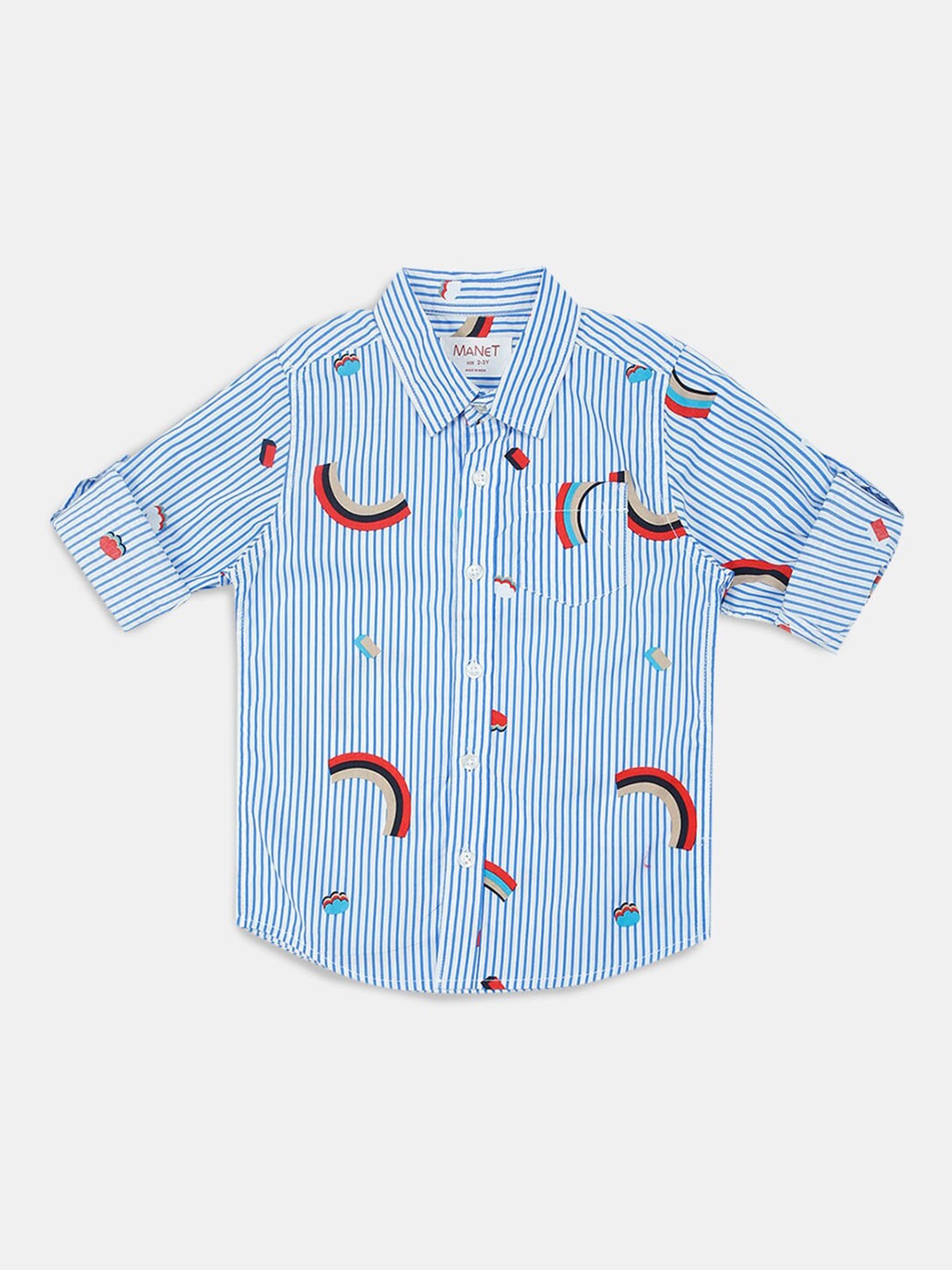 

Hopscotch Boys White Classic Striped Cotton Casual Shirt