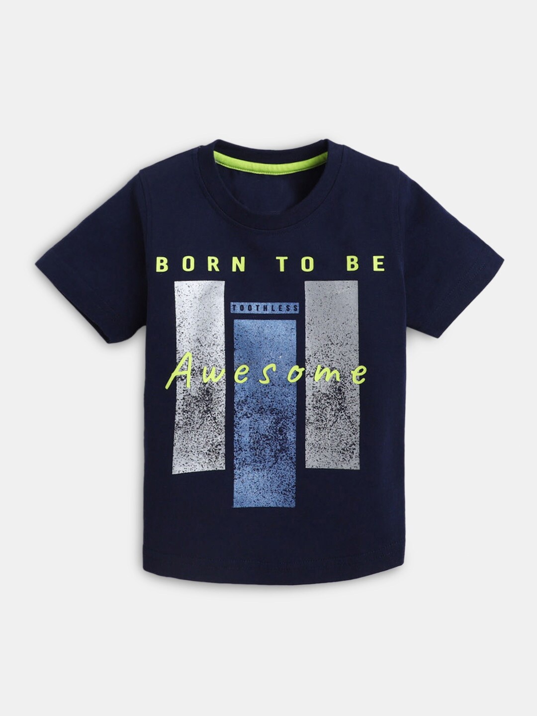 

Hopscotch Boys Blue Printed Cotton T-shirt