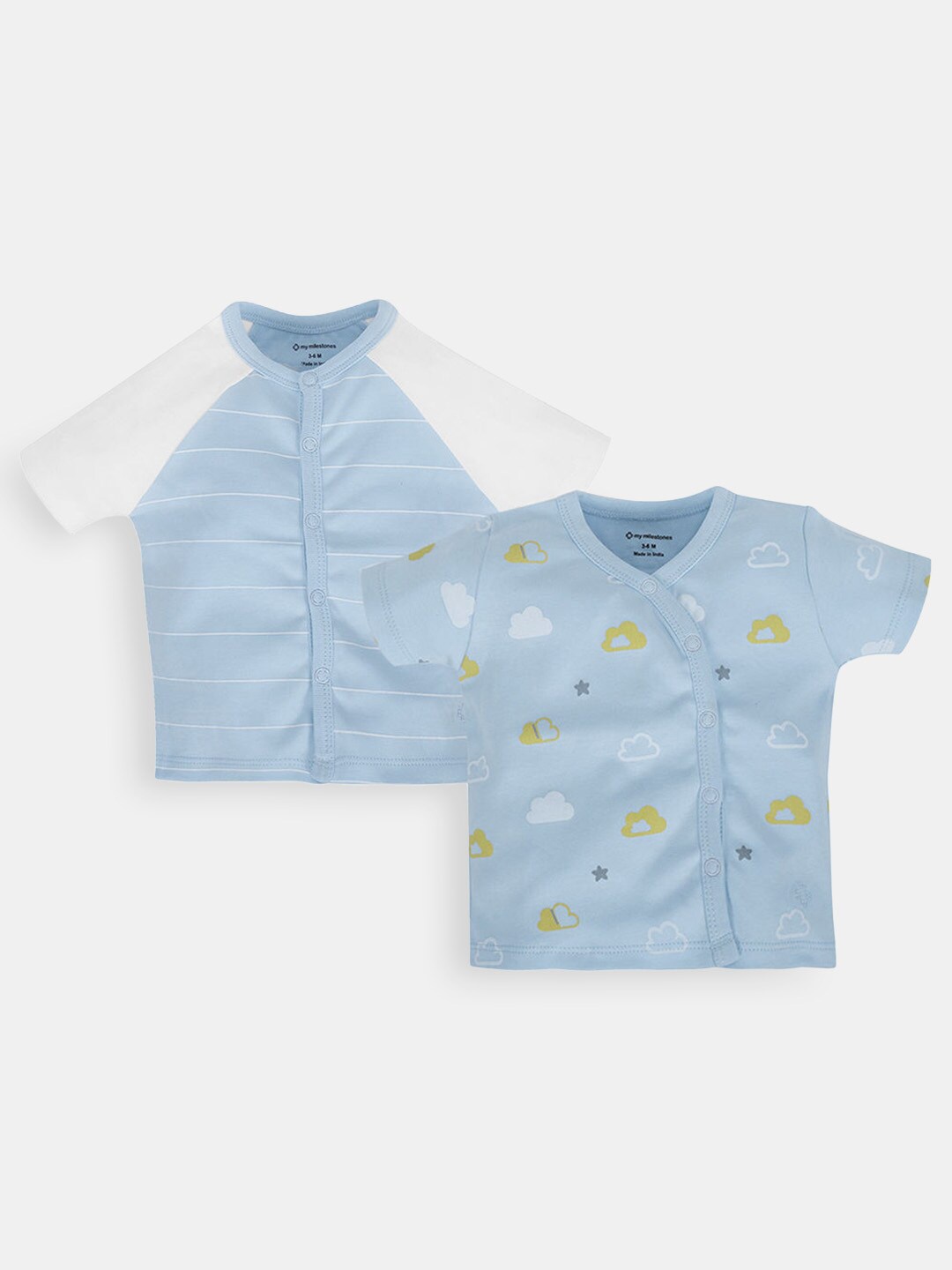 

Hopscotch Boys Blue Pack Of 2 Printed V-Neck T-shirt