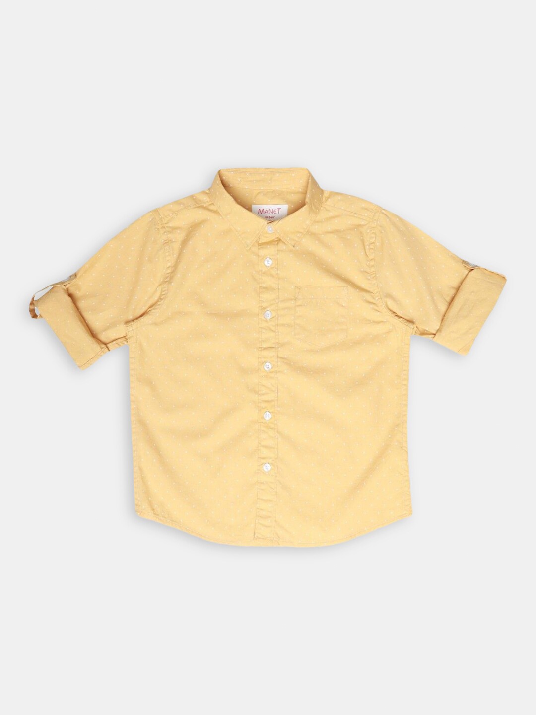 

Hopscotch Boys Yellow Classic Printed Cotton Casual Shirt