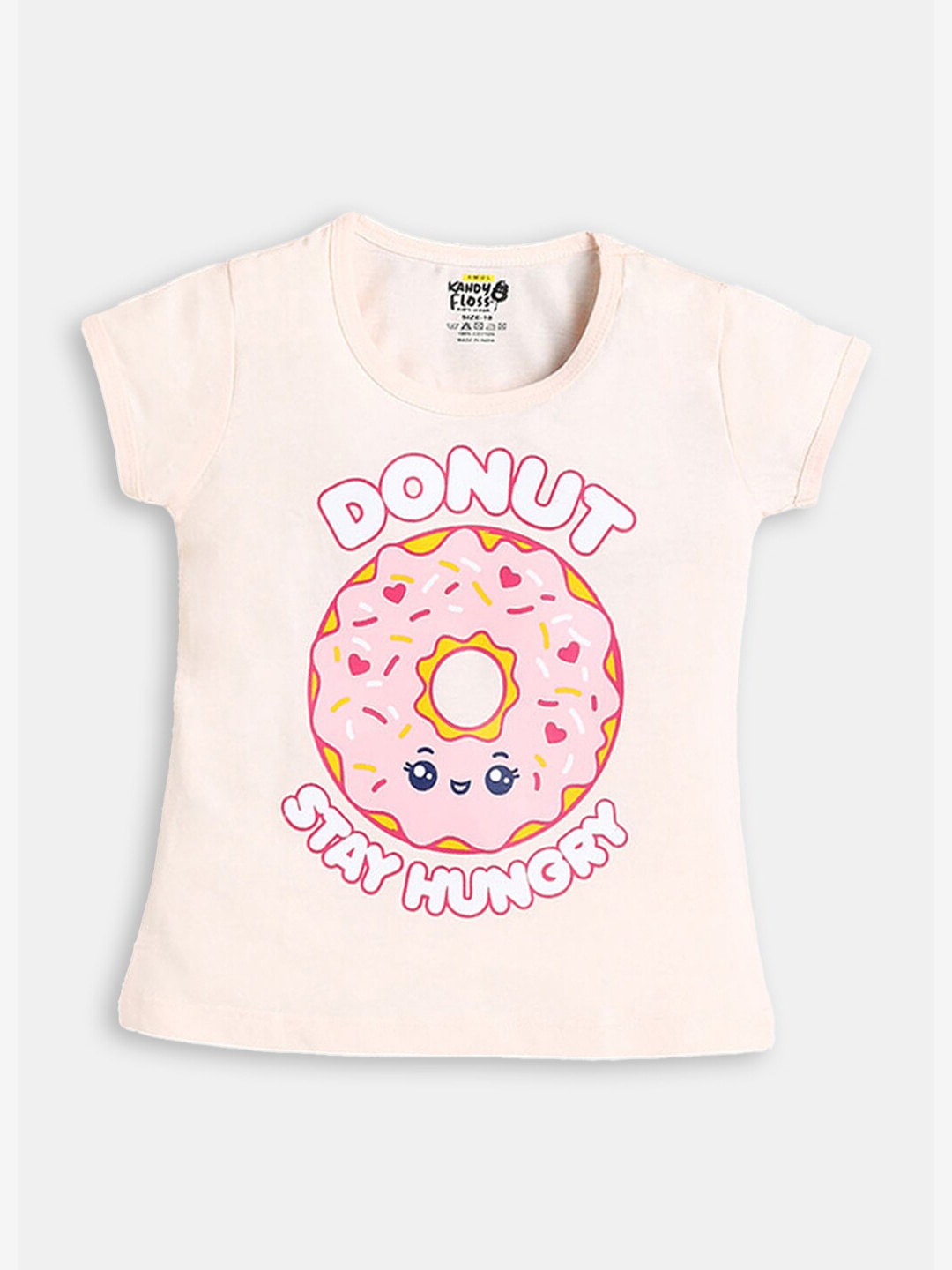 

Hopscotch Girls Peach-Coloured Printed Cotton T-shirt