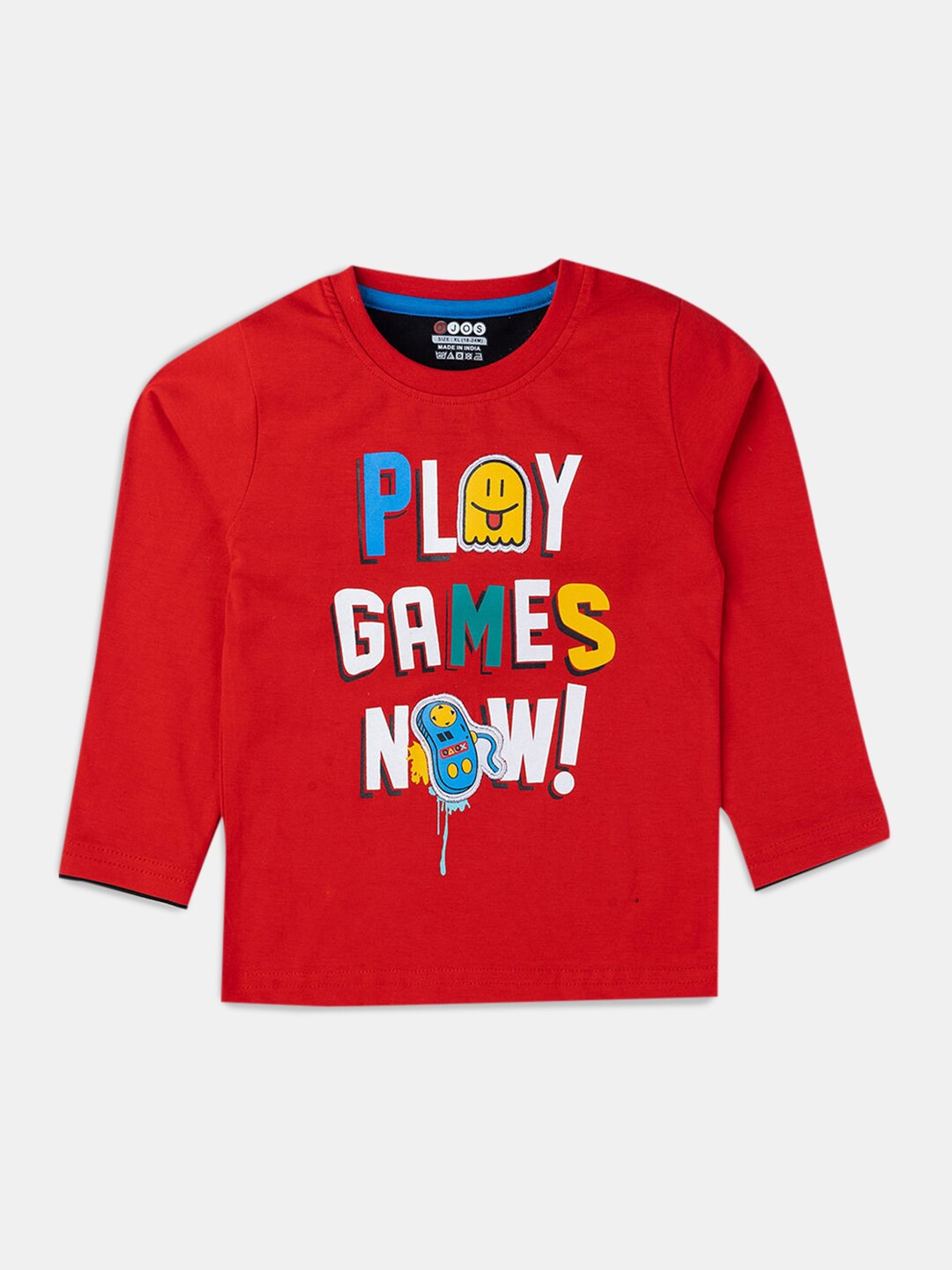 

Hopscotch Boys Red Typography Printed Cotton T-shirt