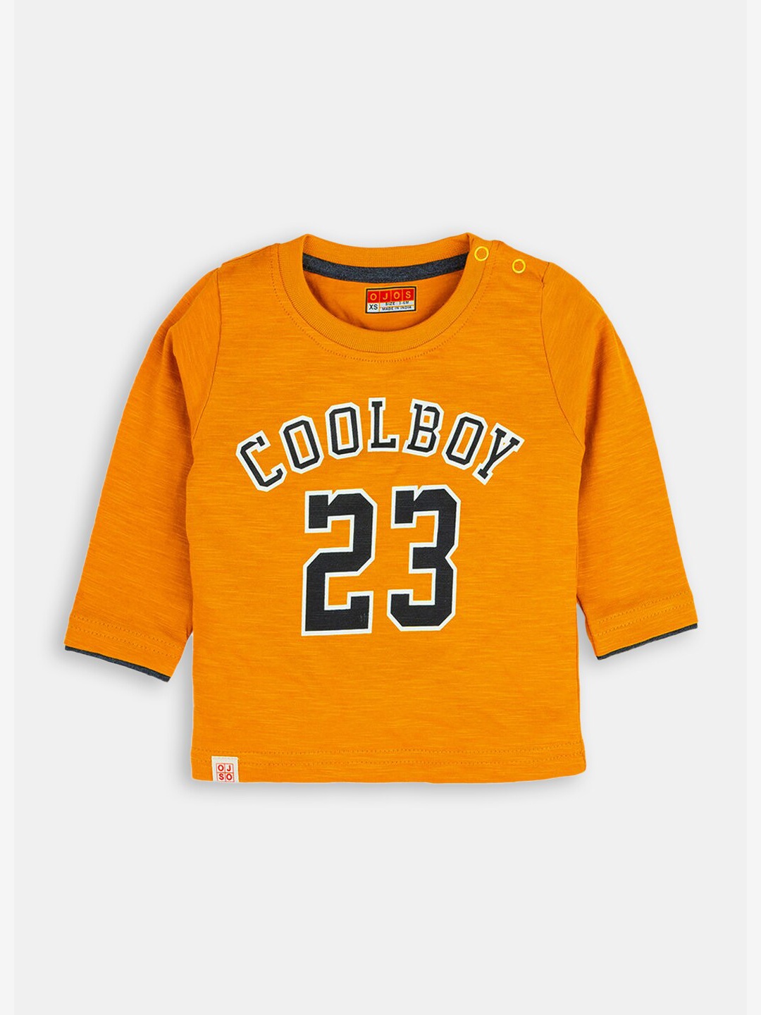 

Hopscotch Boys Yellow Typography Printed Cotton T-shirt