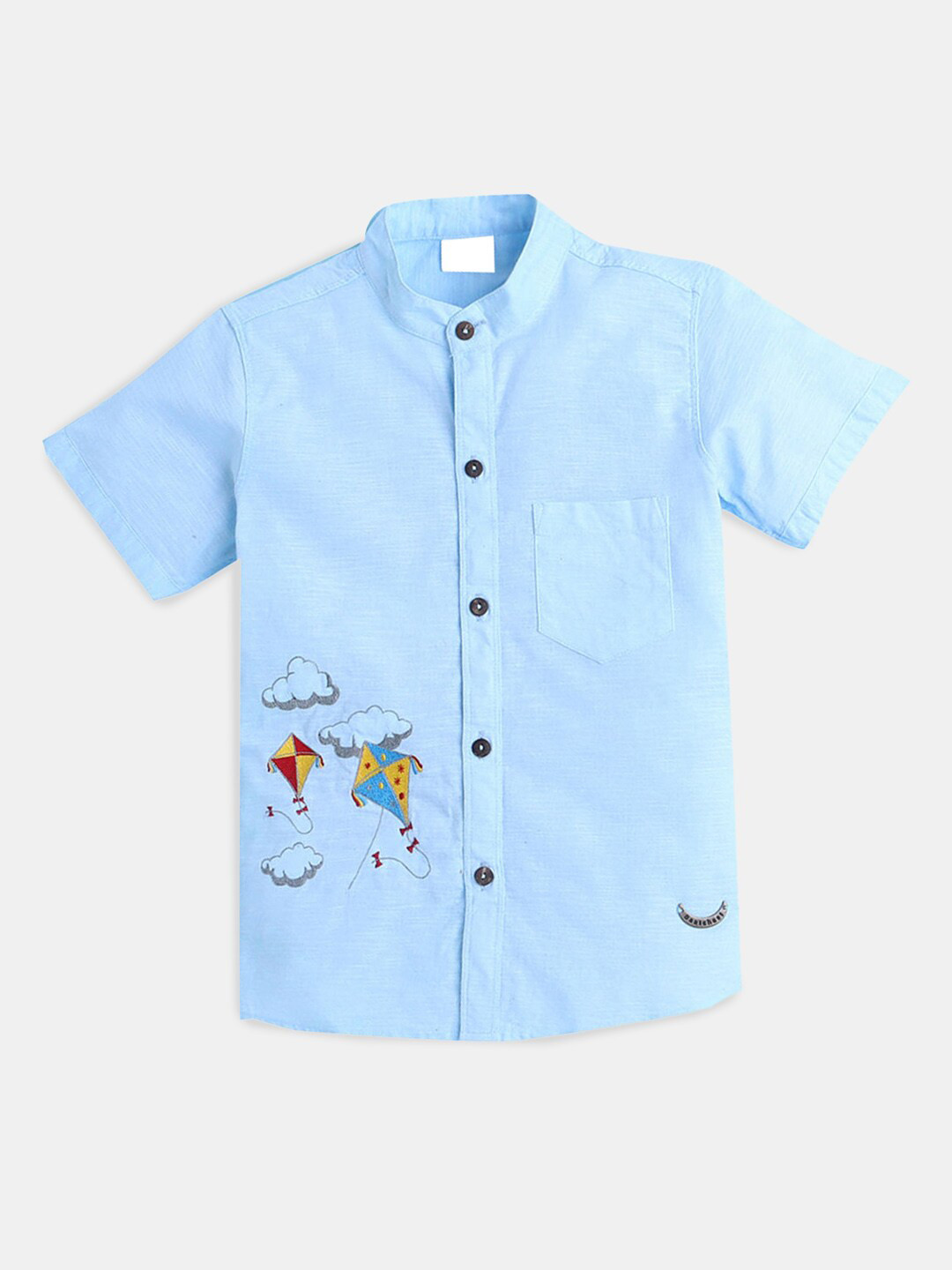 

Hopscotch Boys Blue Classic Embroidered Casual Shirt