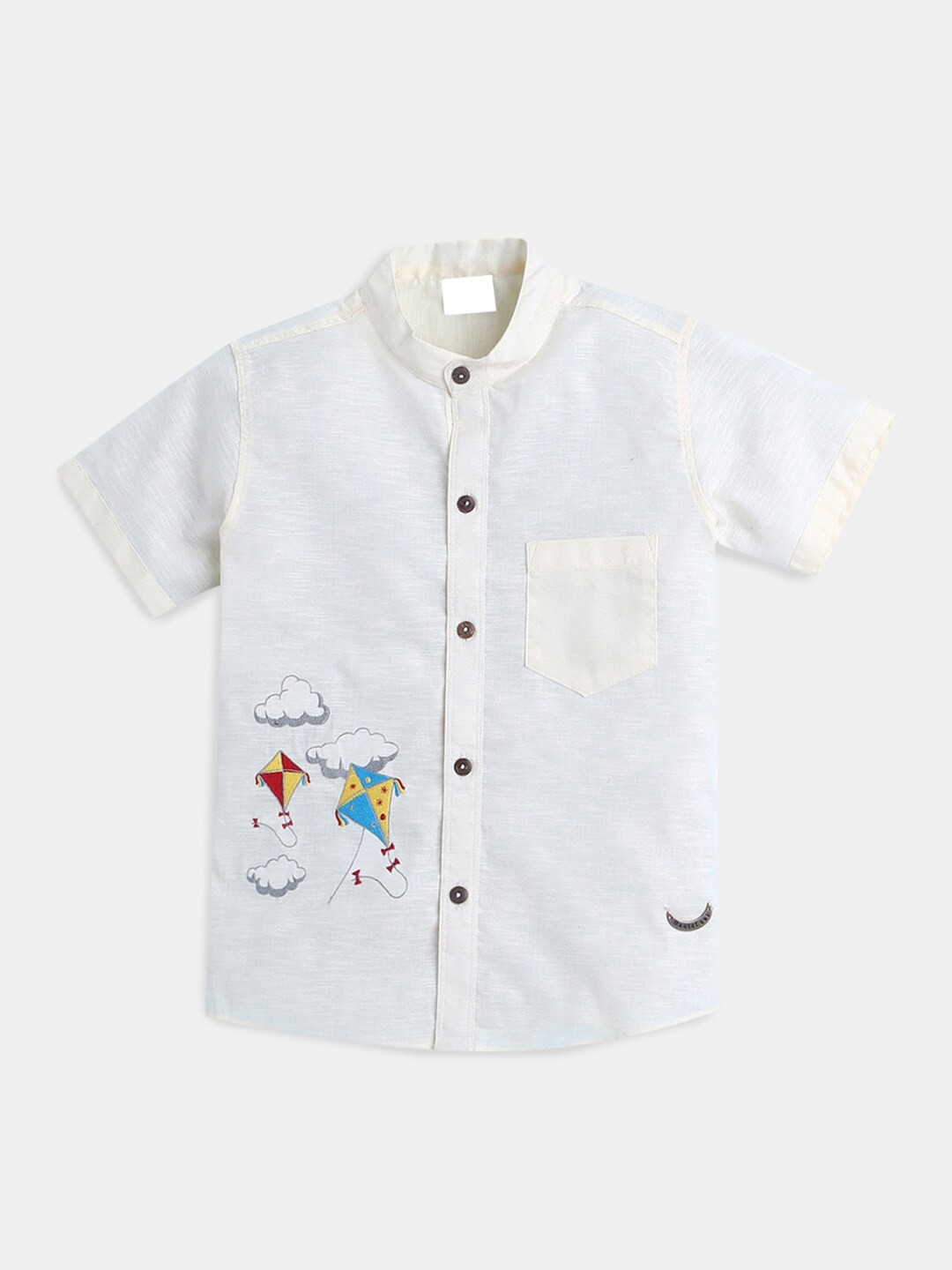 

Hopscotch Boys White Classic Embroidered Casual Shirt