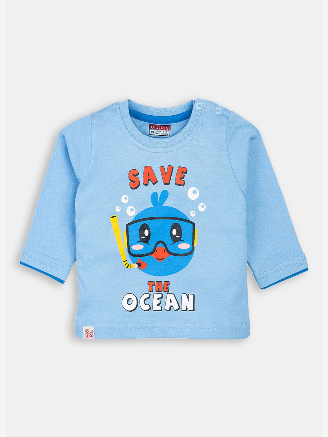 

Hopscotch Boys Blue Printed Cotton T-shirt