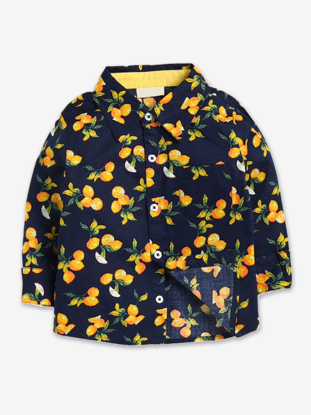 

Hopscotch Boys Navy Blue & Yellow Classic Printed Casual Shirt