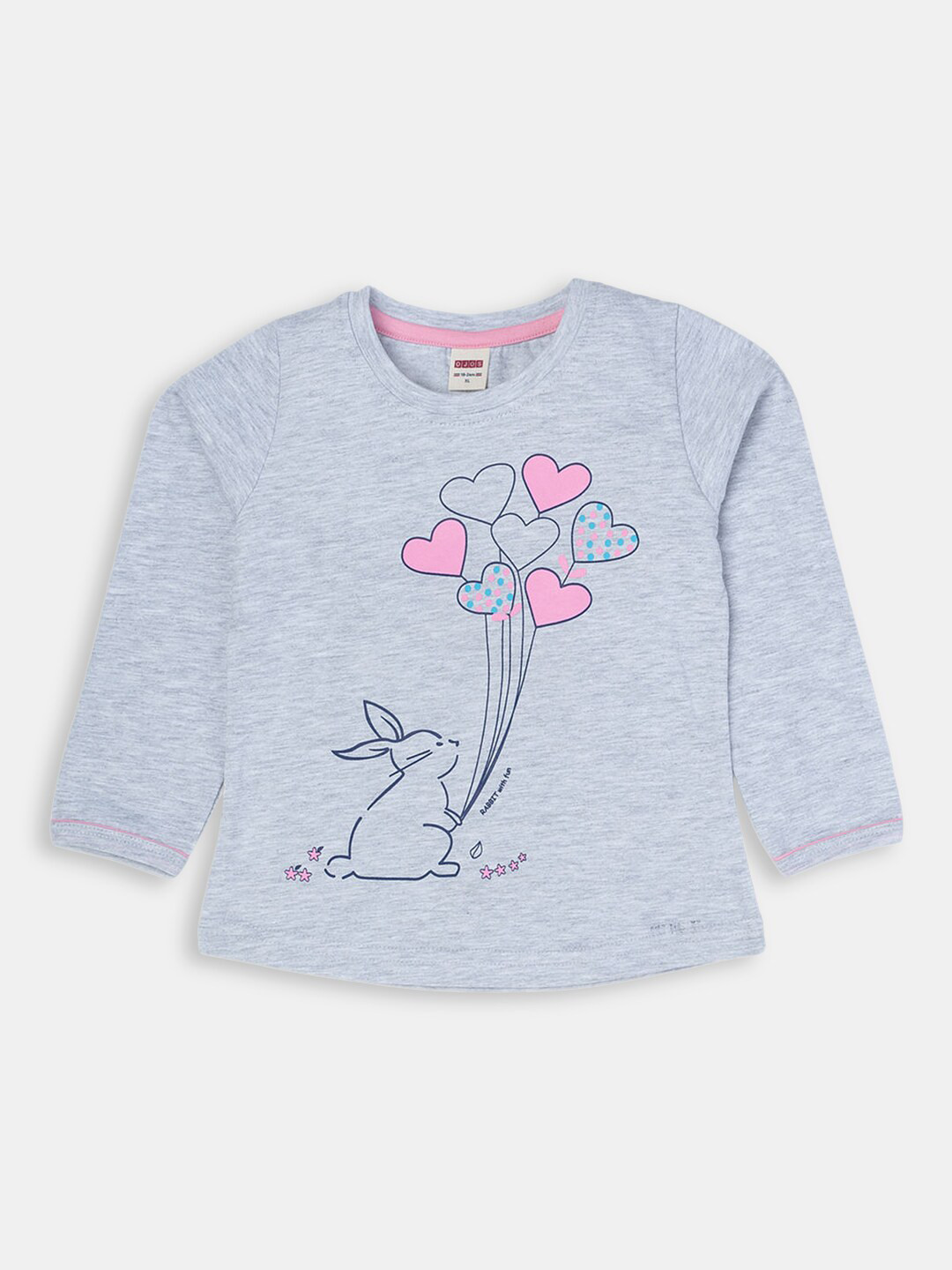 

Hopscotch Girls Grey Printed Cotton T-shirt