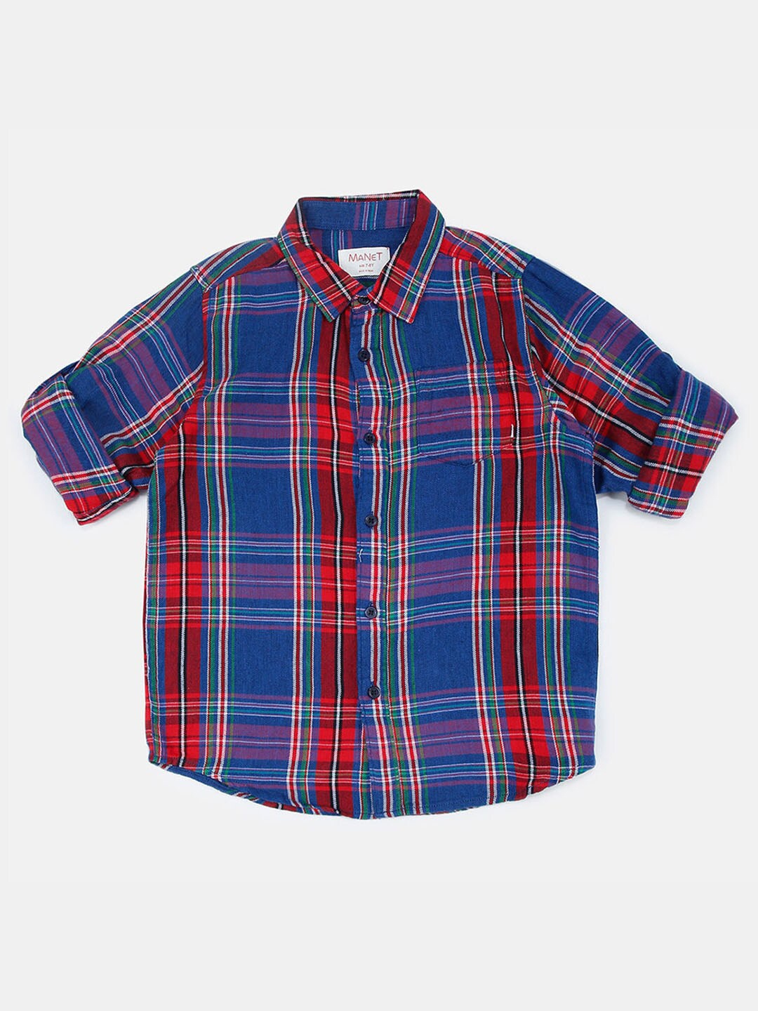 

Hopscotch Boys Navy Blue & Red Classic Checked Cotton Casual Shirt