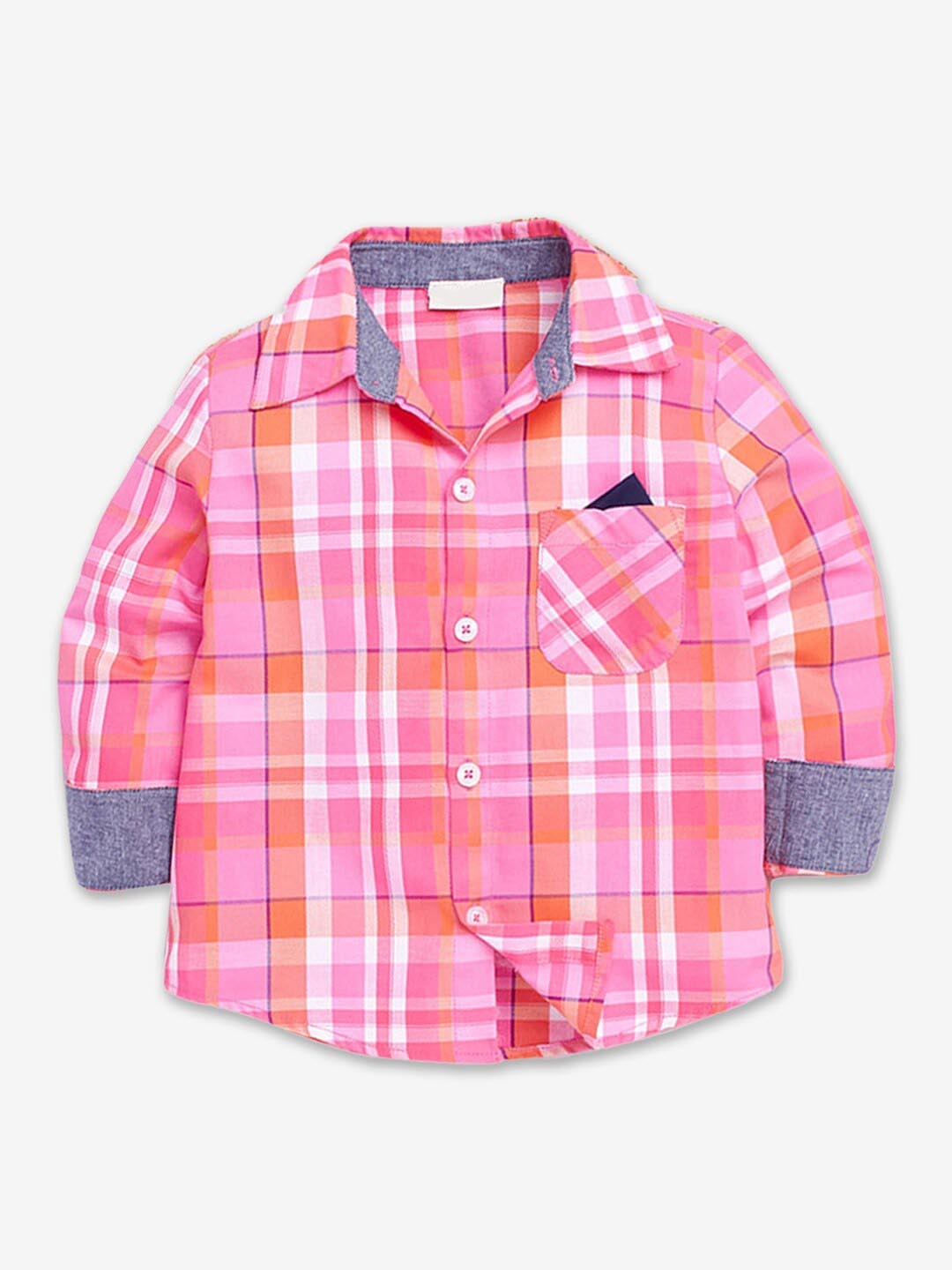 

Hopscotch Boys Classic Tartan Checked Cotton Casual Shirt, Pink