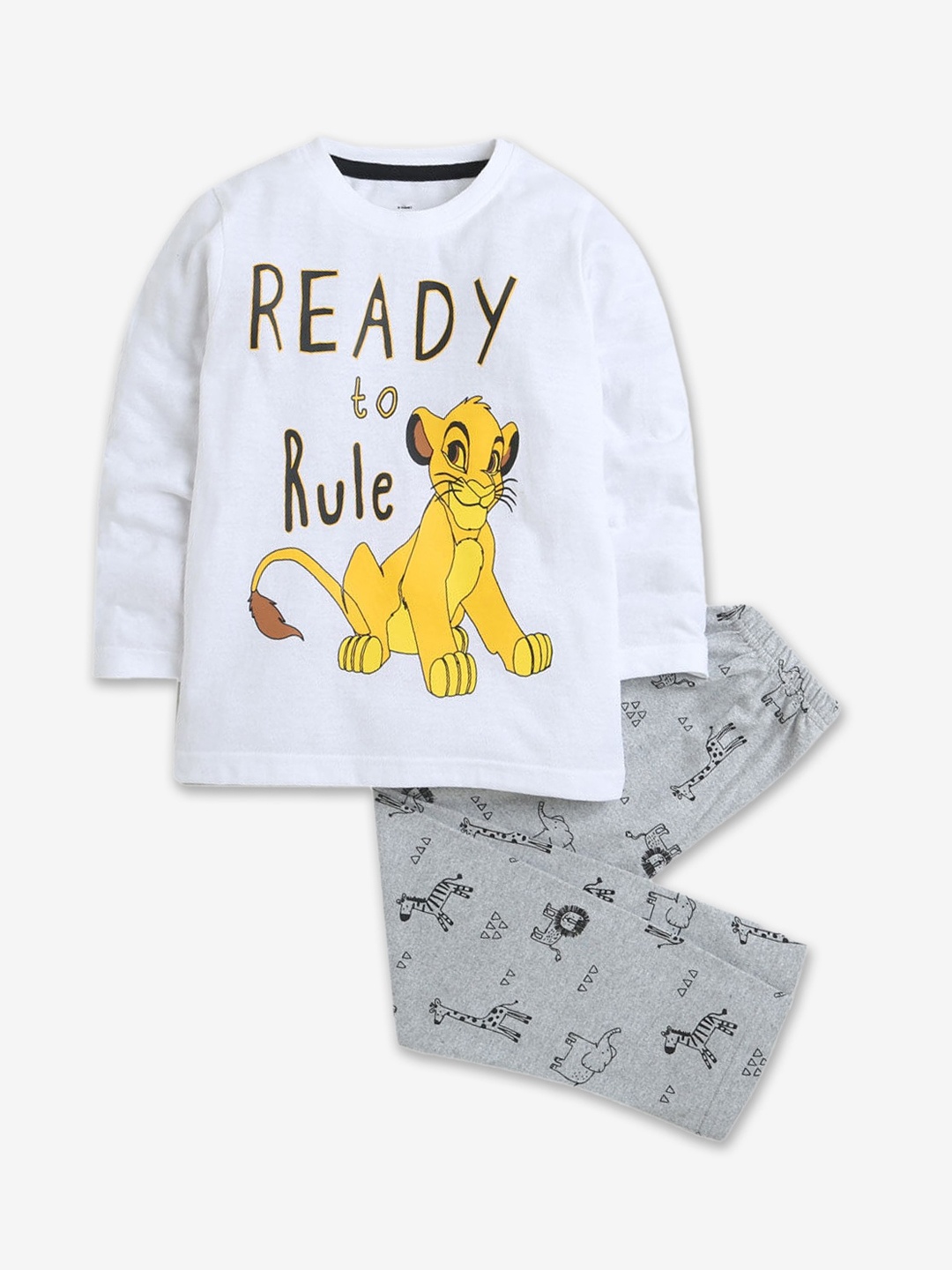 

Hopscotch Boys Blue & Grey Printed Pure Cotton Night suit
