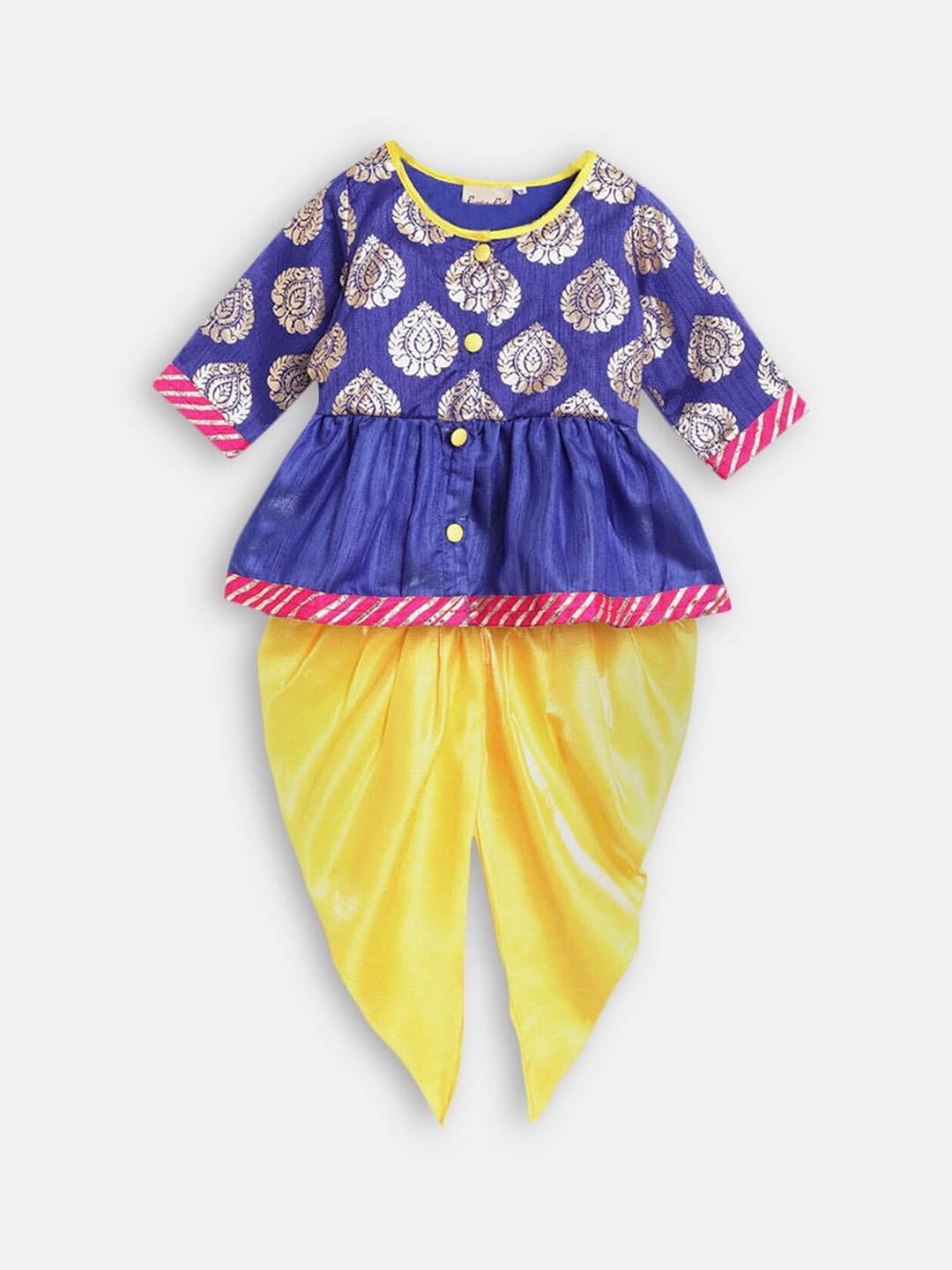 

Hopscotch Girls Blue Ethnic Motifs Printed Kurta with Dhoti Pants