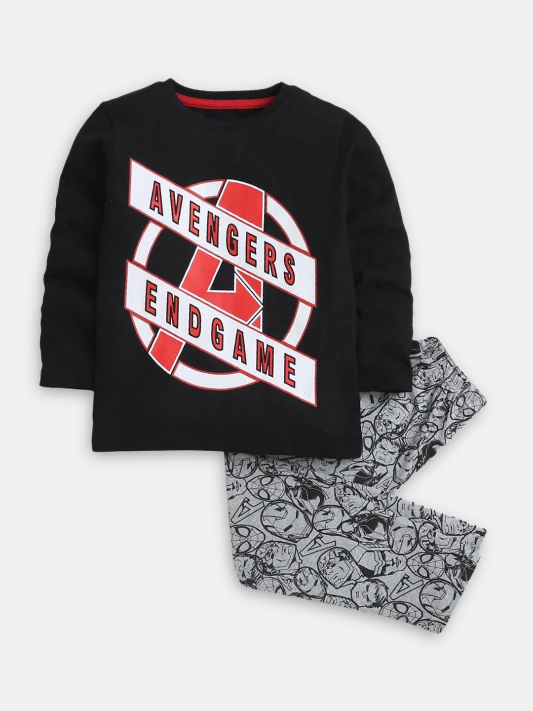 

Hopscotch Boys Black & Grey Printed Pure Cotton Night suit