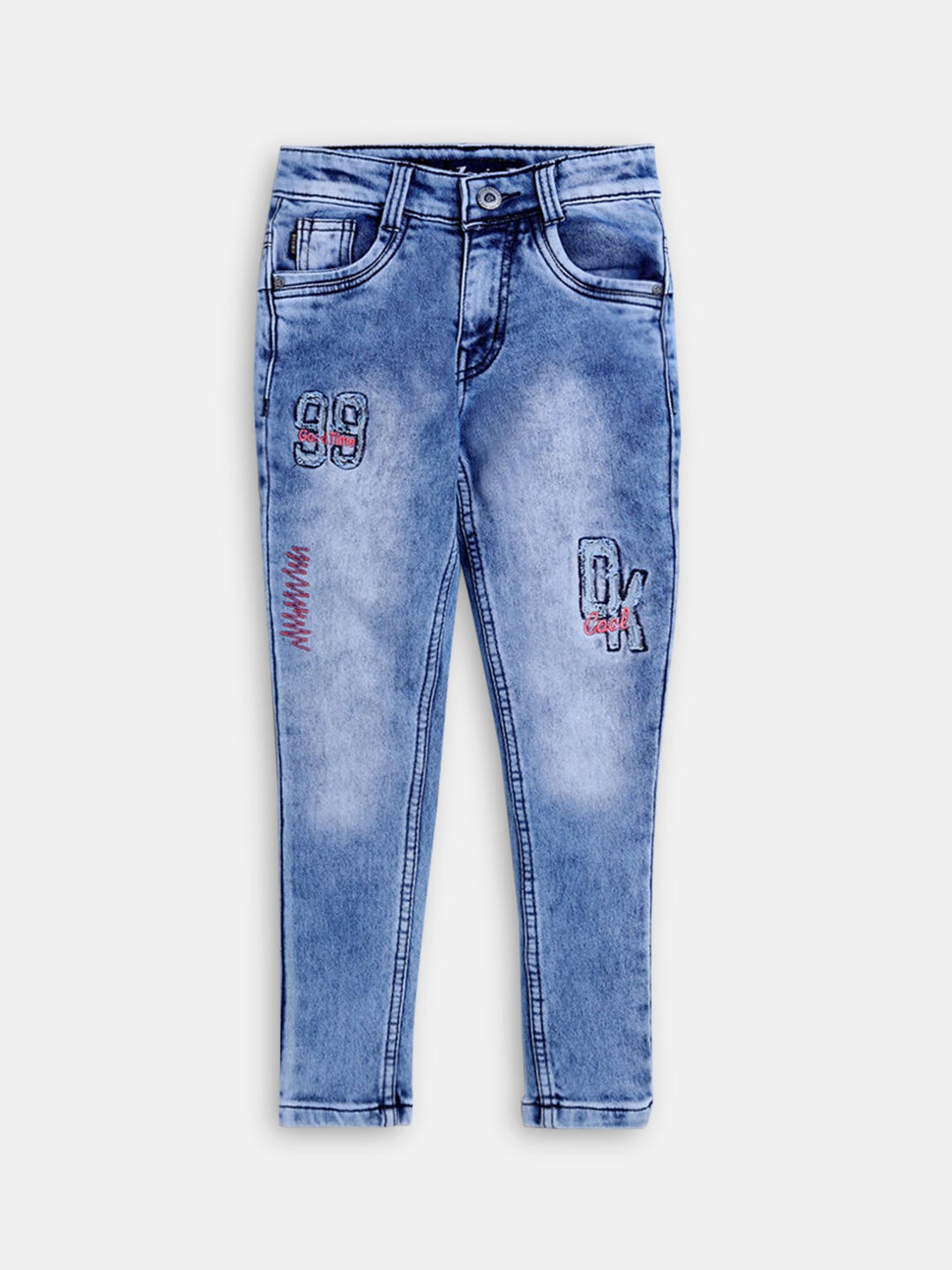 

Hopscotch Boys Blue Comfort Low Distress Cotton Heavy Fade Jeans