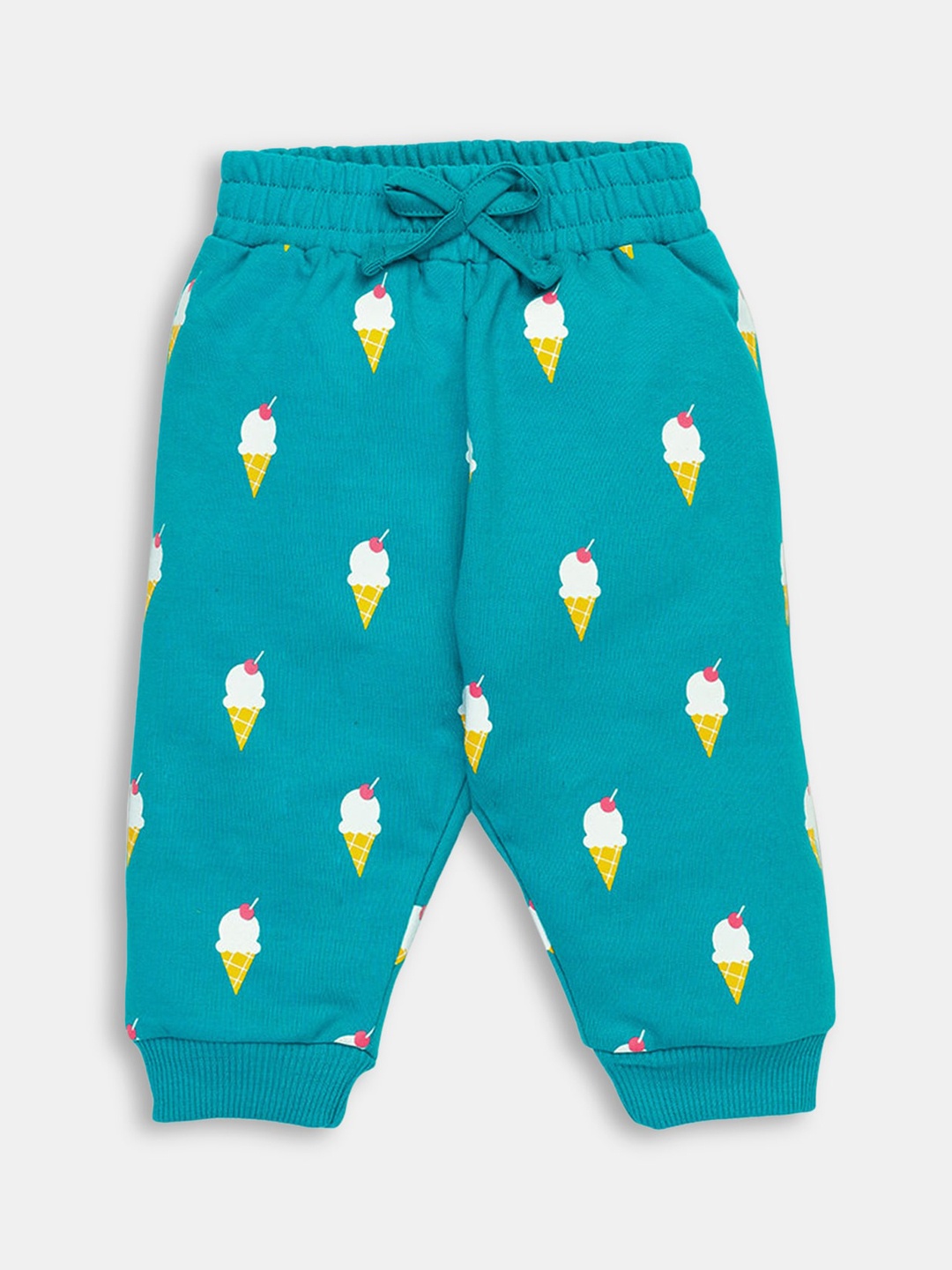 

Hopscotch Girls Green Printed Cotton Joggers