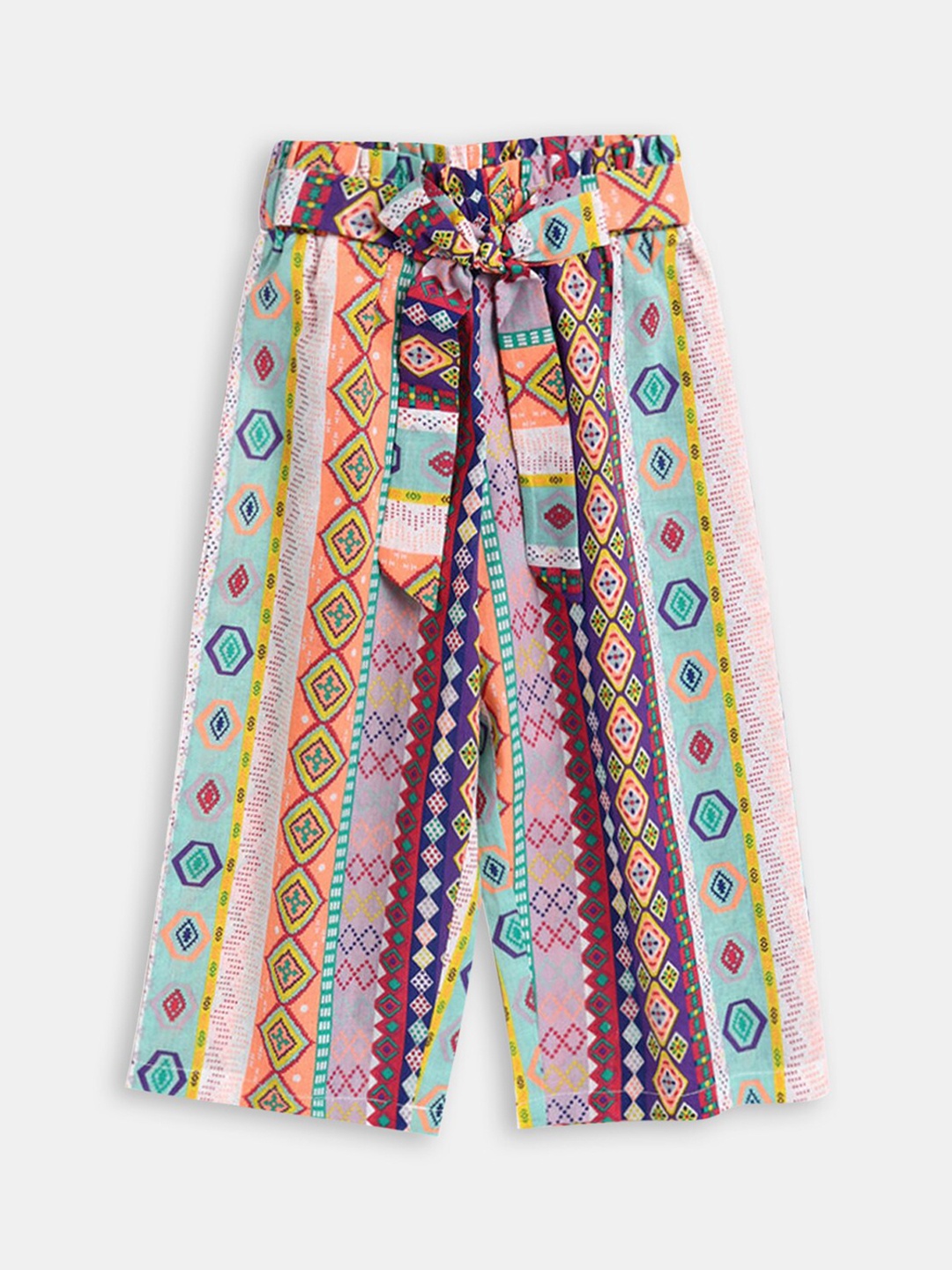 

Hopscotch Girls Pink Printed Cotton Trousers