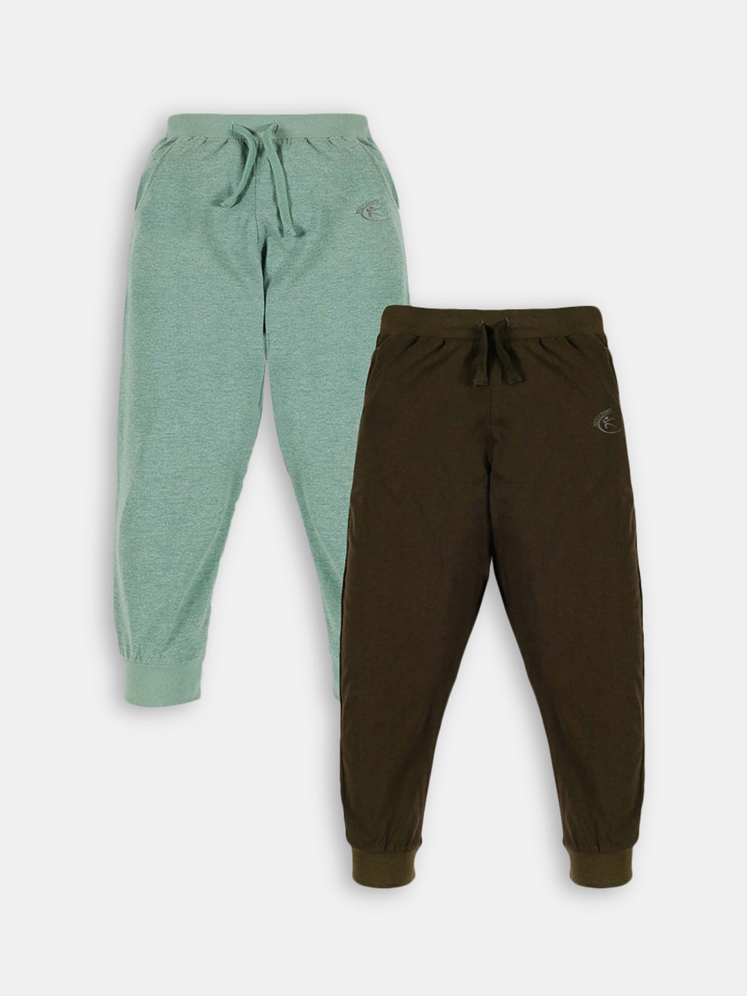 

Hopscotch Kids Olive Green & Green Pack Of 2 Cotton Joggers