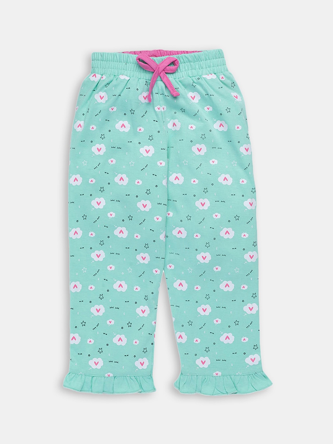 

Hopscotch Girls Green Printed Cotton Trousers