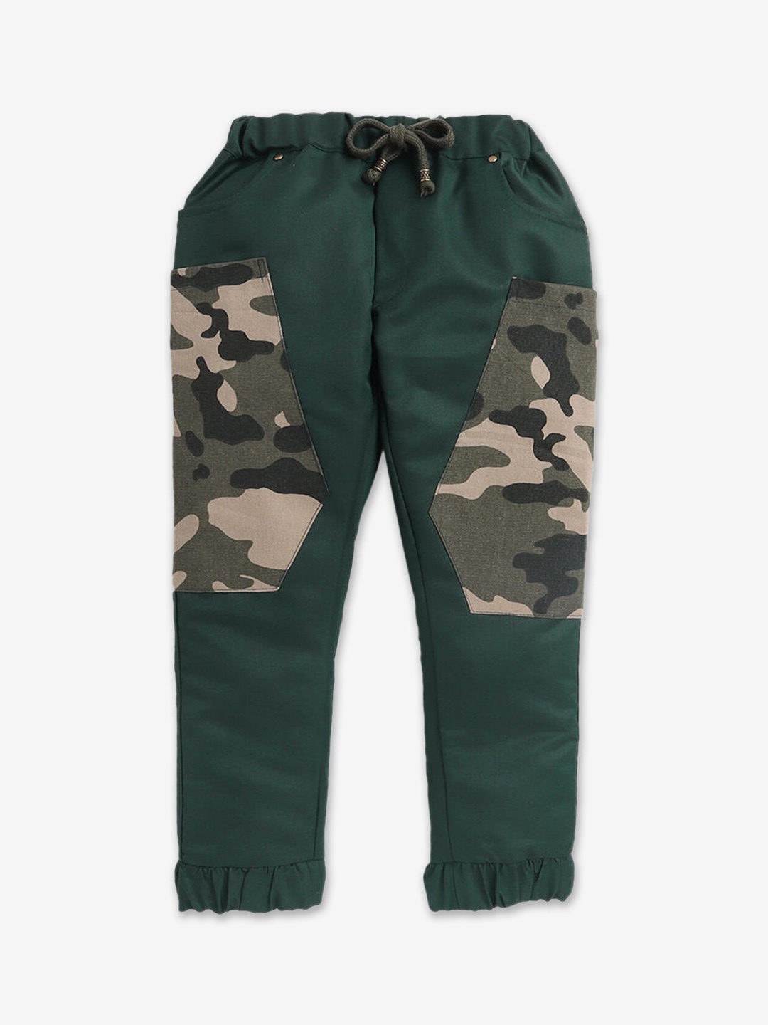 

Hopscotch Kids Green & Brown Printed Joggers