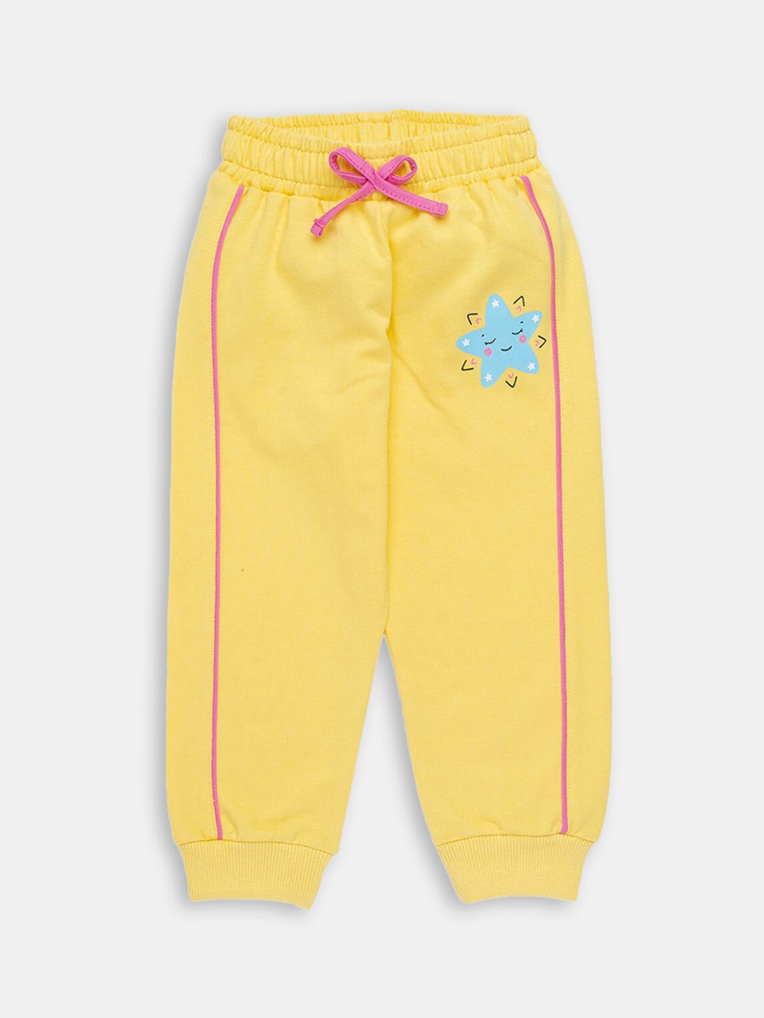 

Hopscotch Girls Yellow Graphic Print Cotton Track Pants