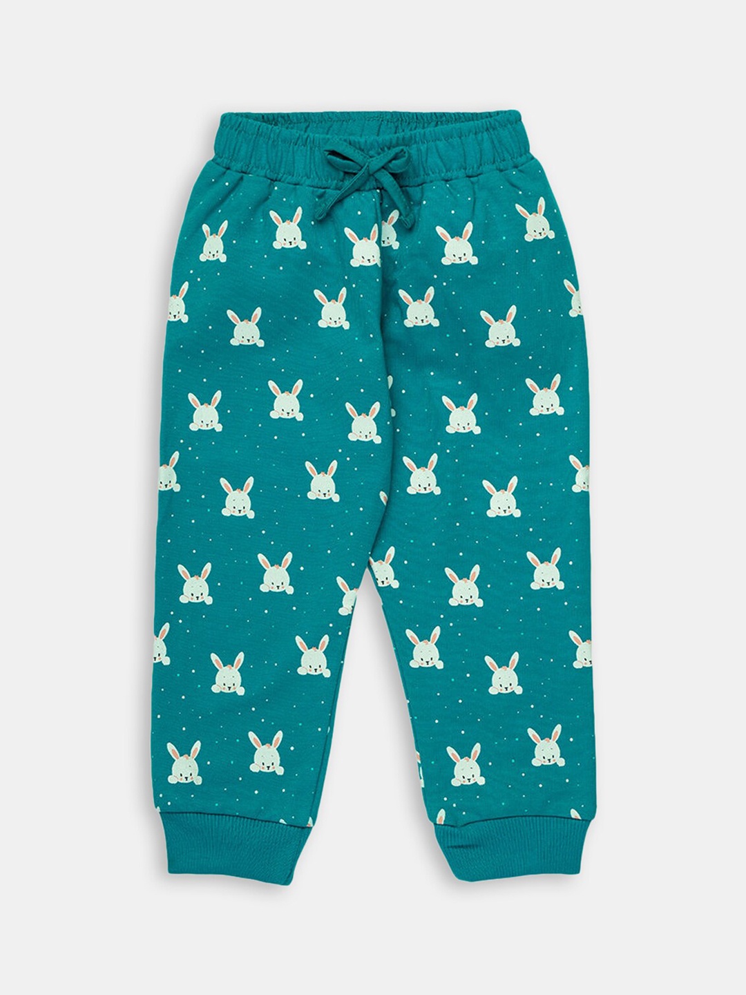 

Hopscotch Girls Green Printed Cotton Joggers