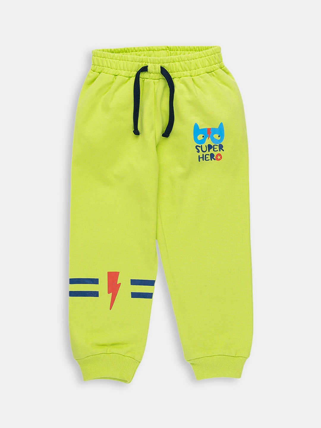 

Hopscotch Boys Green Graphic Printed Cotton Joggers