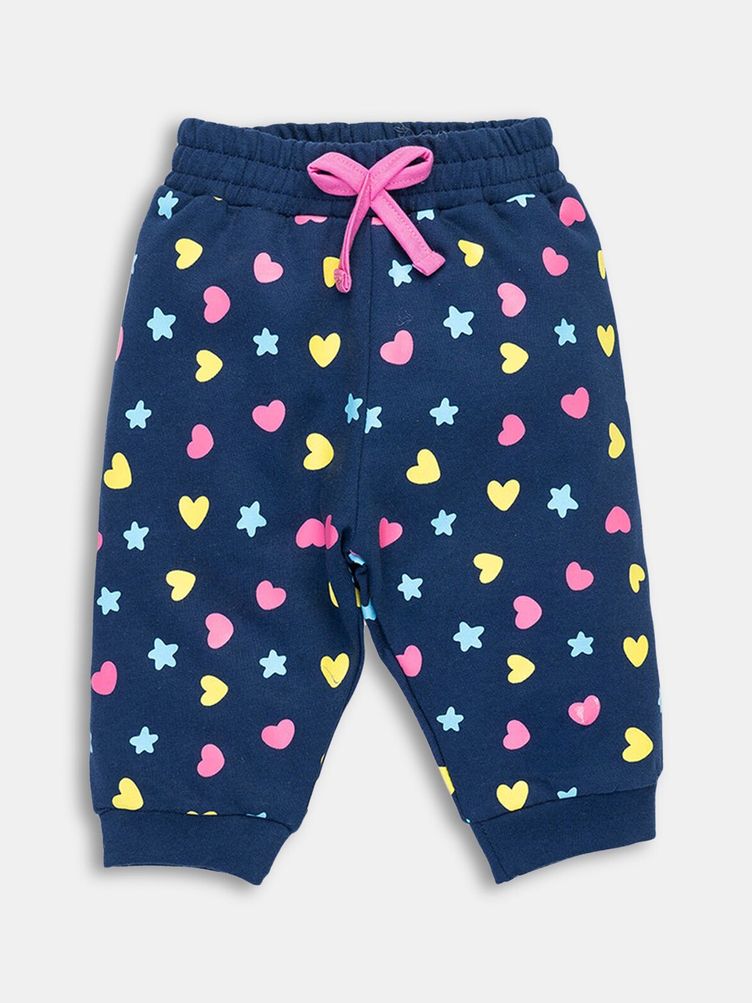 

Hopscotch Infants Navy Blue Printed Cotton Joggers