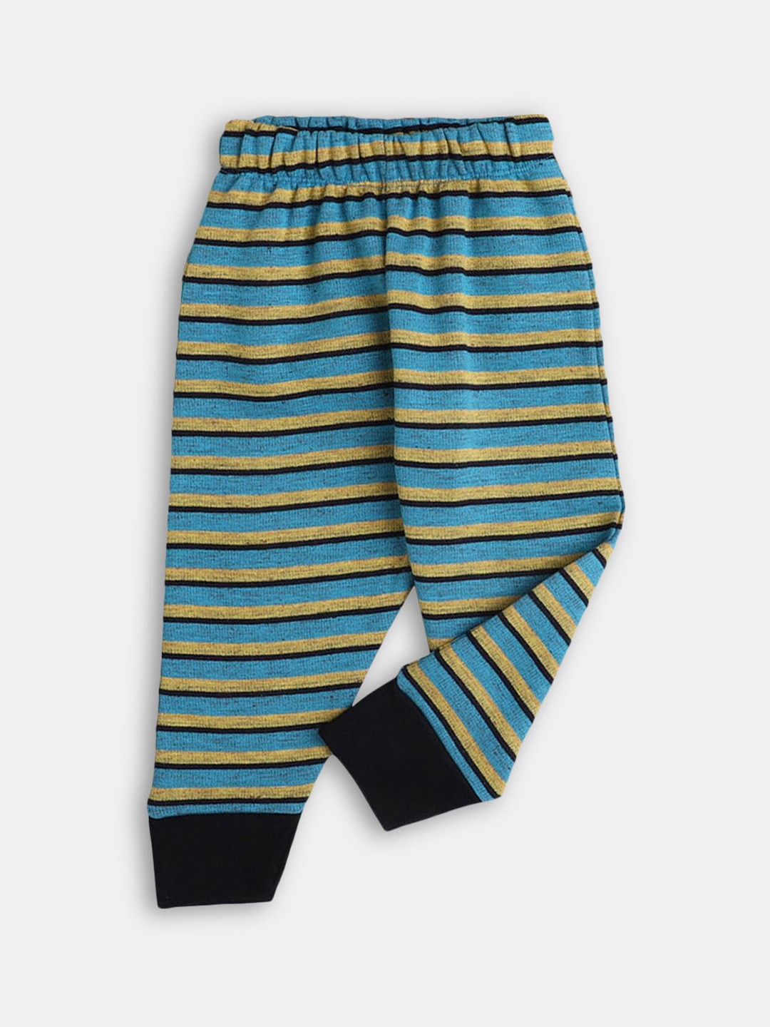 

Hopscotch Girls Green Striped Printed Cotton Joggers