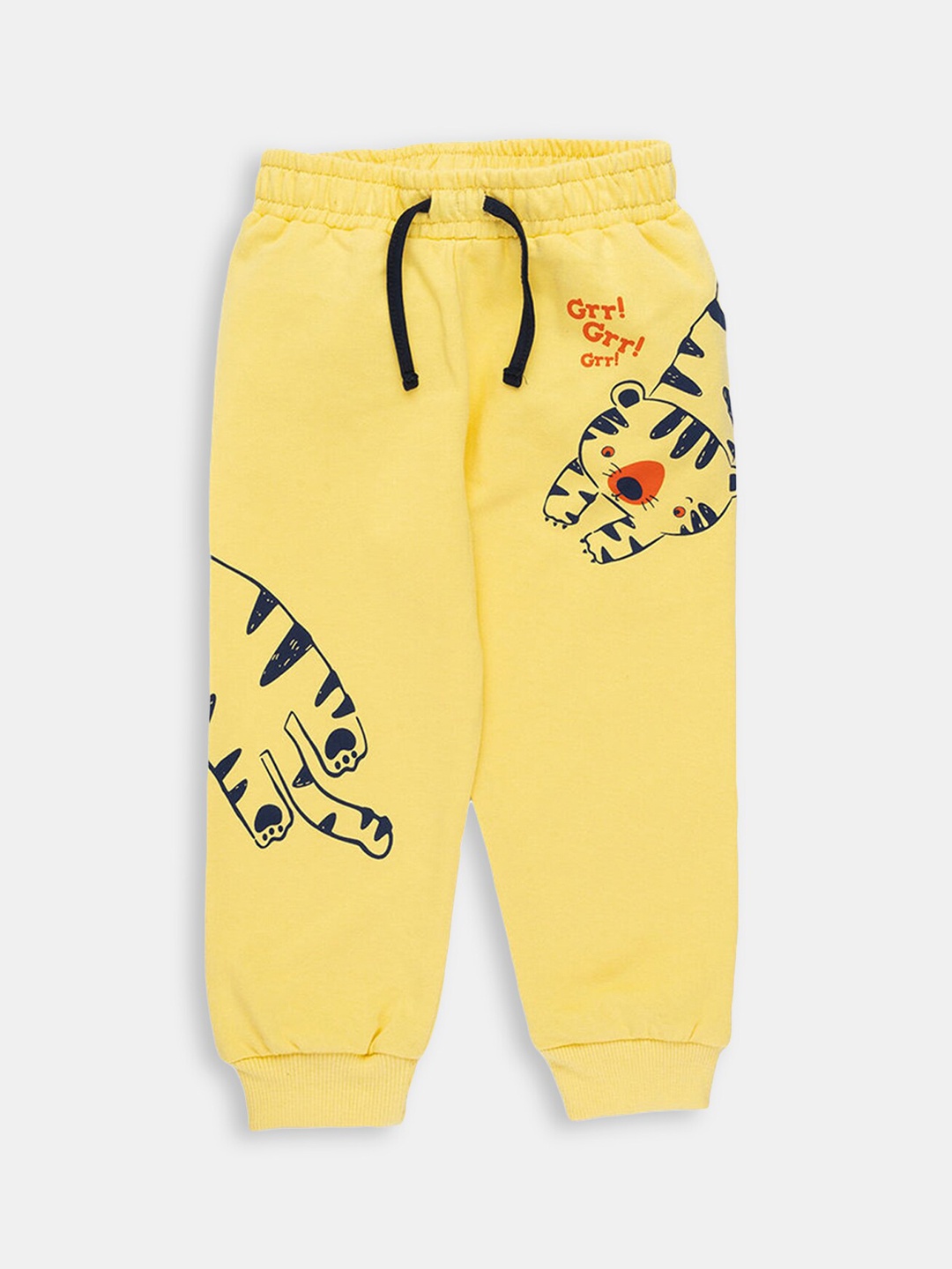

Hopscotch Boys Yellow & Black Printed Cotton Joggers