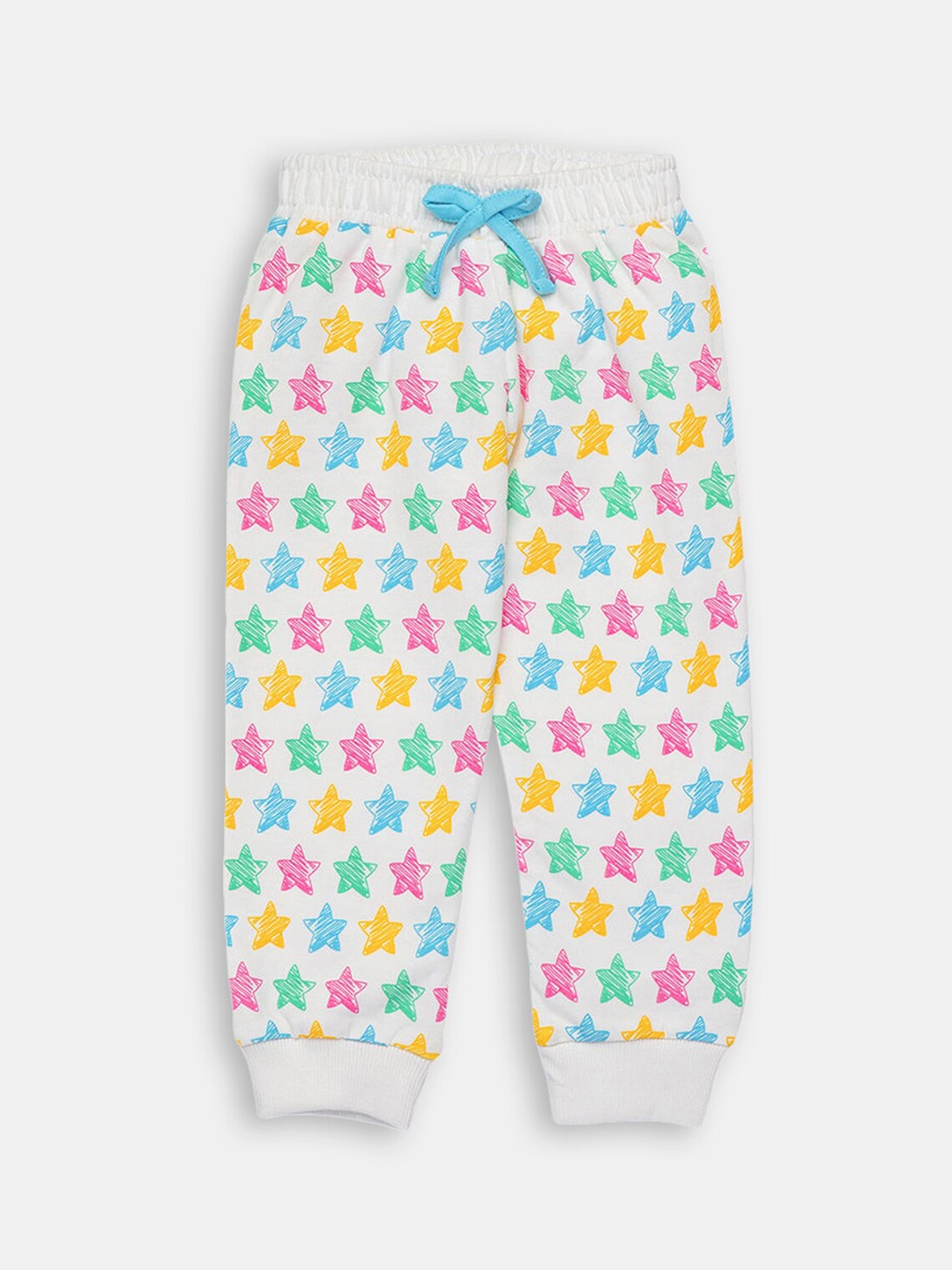

Hopscotch Girls Off-White Printed Cotton Joggers