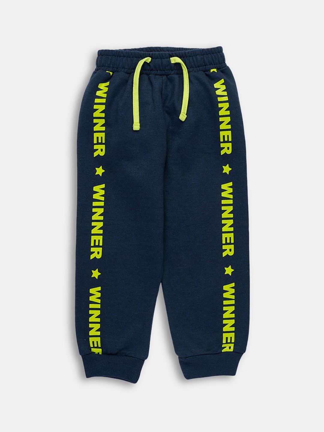 

Hopscotch Boys Navy Blue Printed Cotton Joggers
