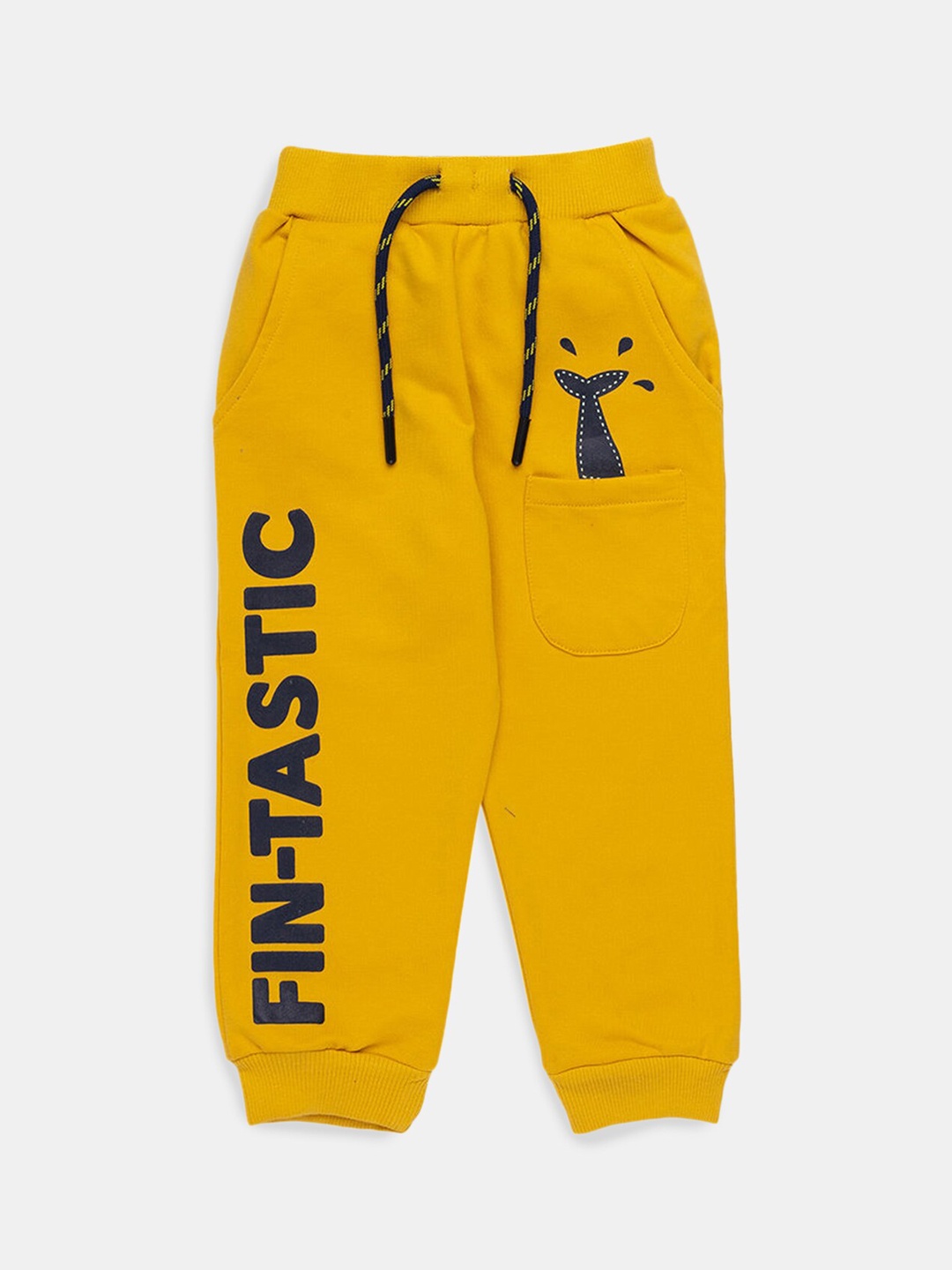 

Hopscotch Boys Yellow Printed Cotton Jogger