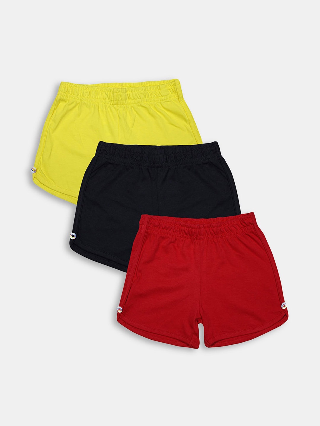 

Hopscotch Girls Pack of 3 High-Rise Cotton Shorts, Yellow