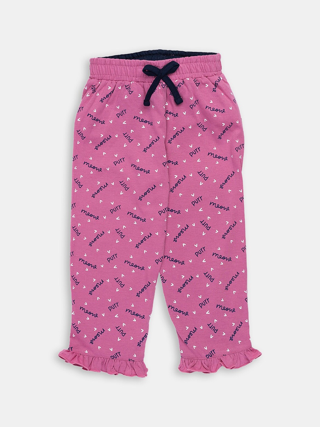 

Hopscotch Girls Pink Printed Cotton Trousers