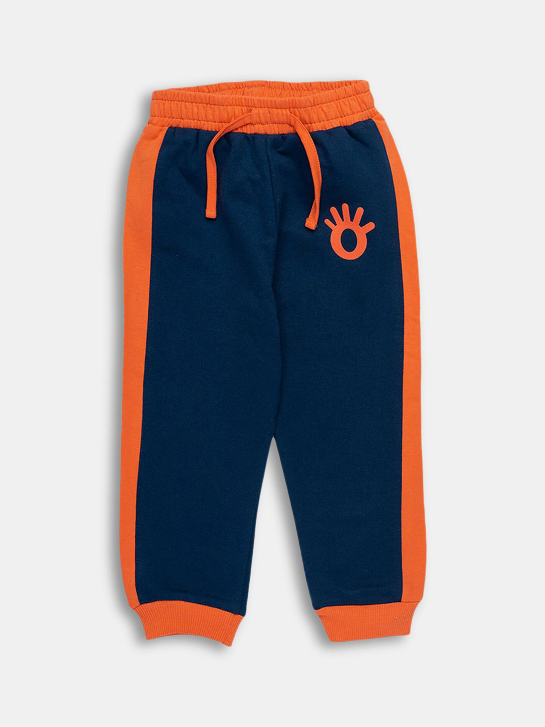 

Hopscotch Boys Blue & Orange-Color Colorblocked Cotton Joggers