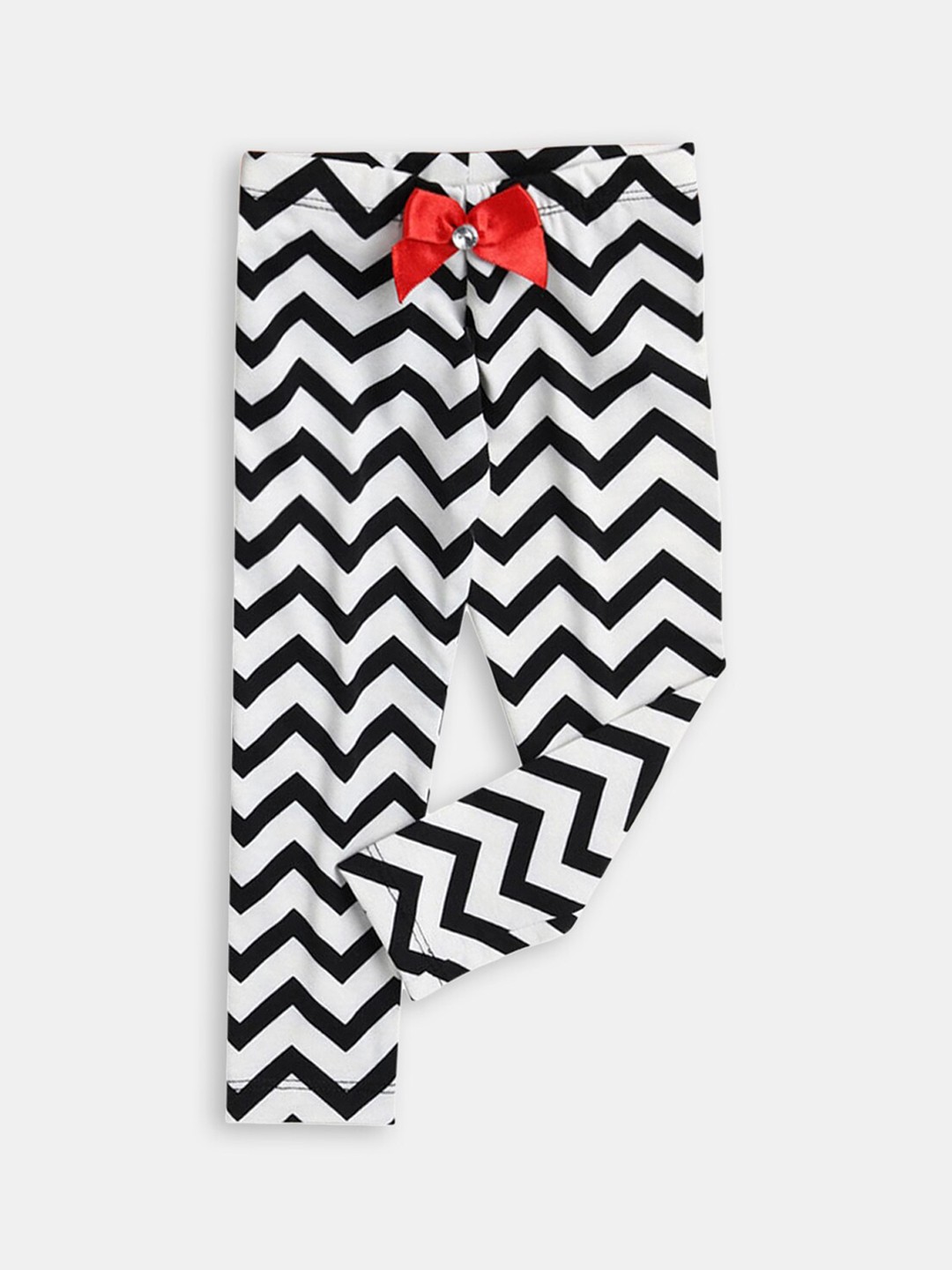 

Hopscotch Girls White Chevron Printed Ankle-Length Leggings