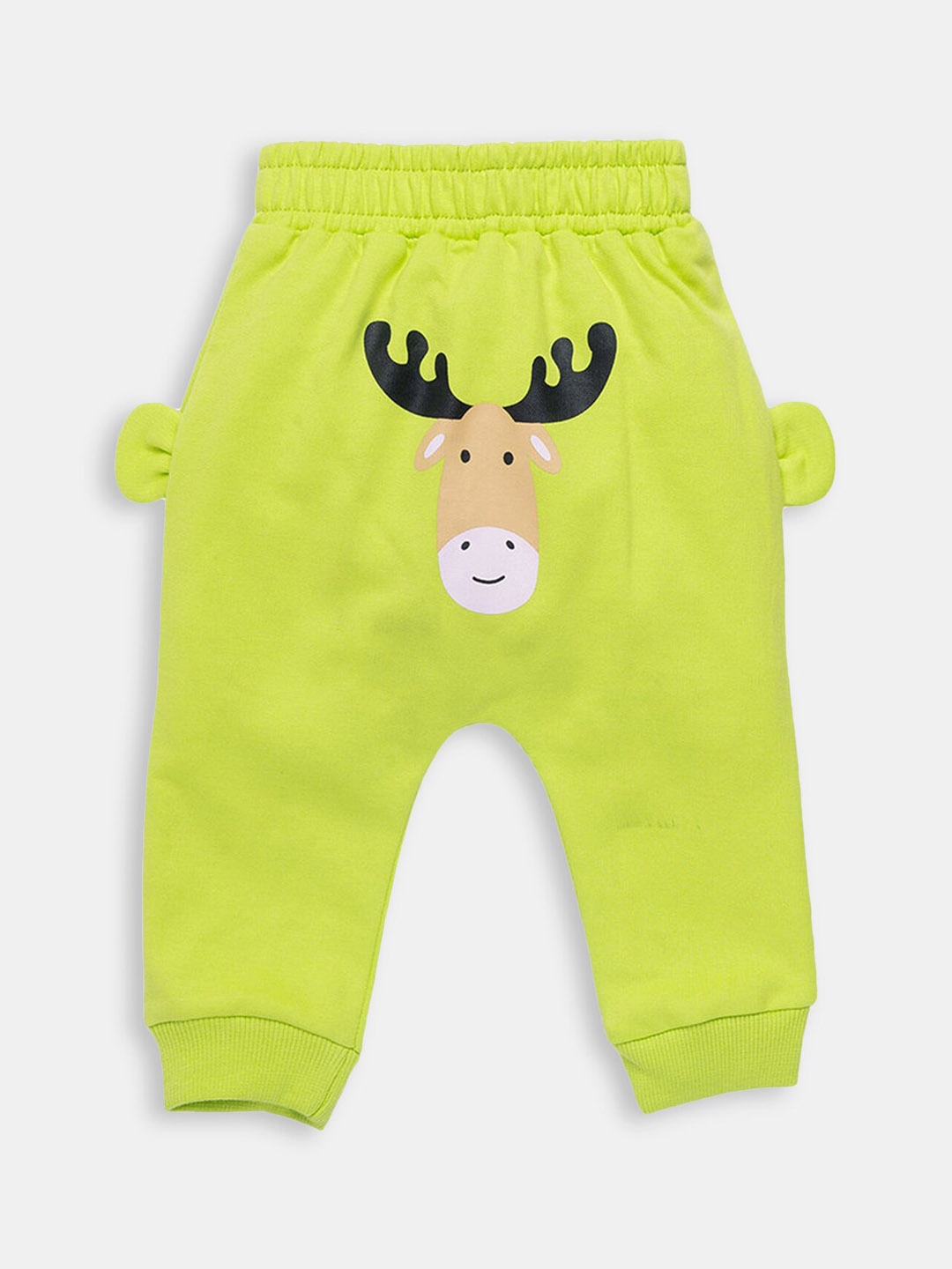 

Hopscotch Infant Boys Green Printed Cotton Joggers